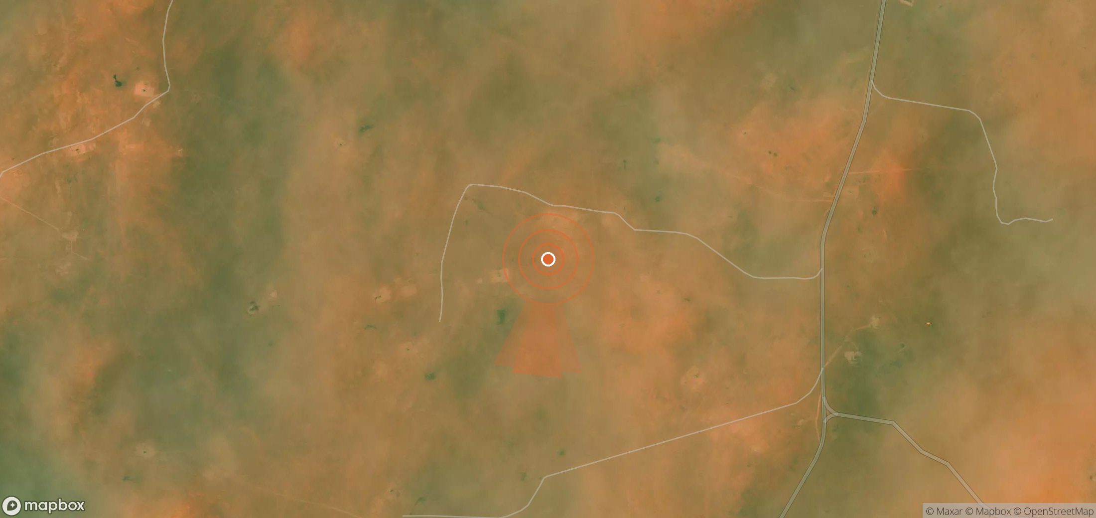 Mapa satelital de plumas de metano en Argelia
