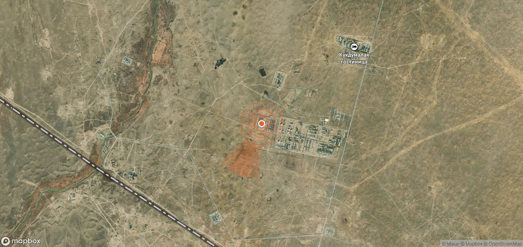Satellite map of methane plume locations in Uzbekistan