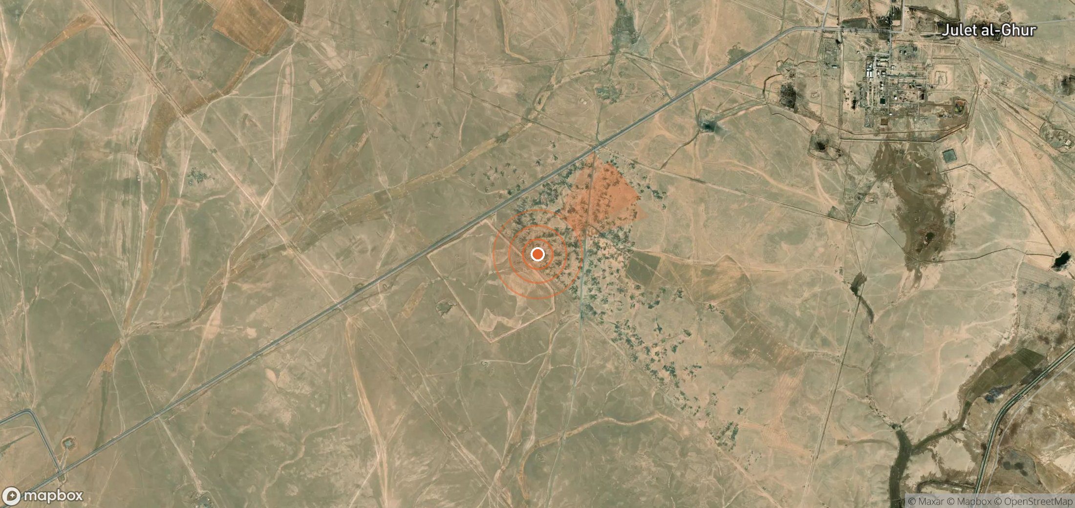 Satellite map of methane plume locations in Syria