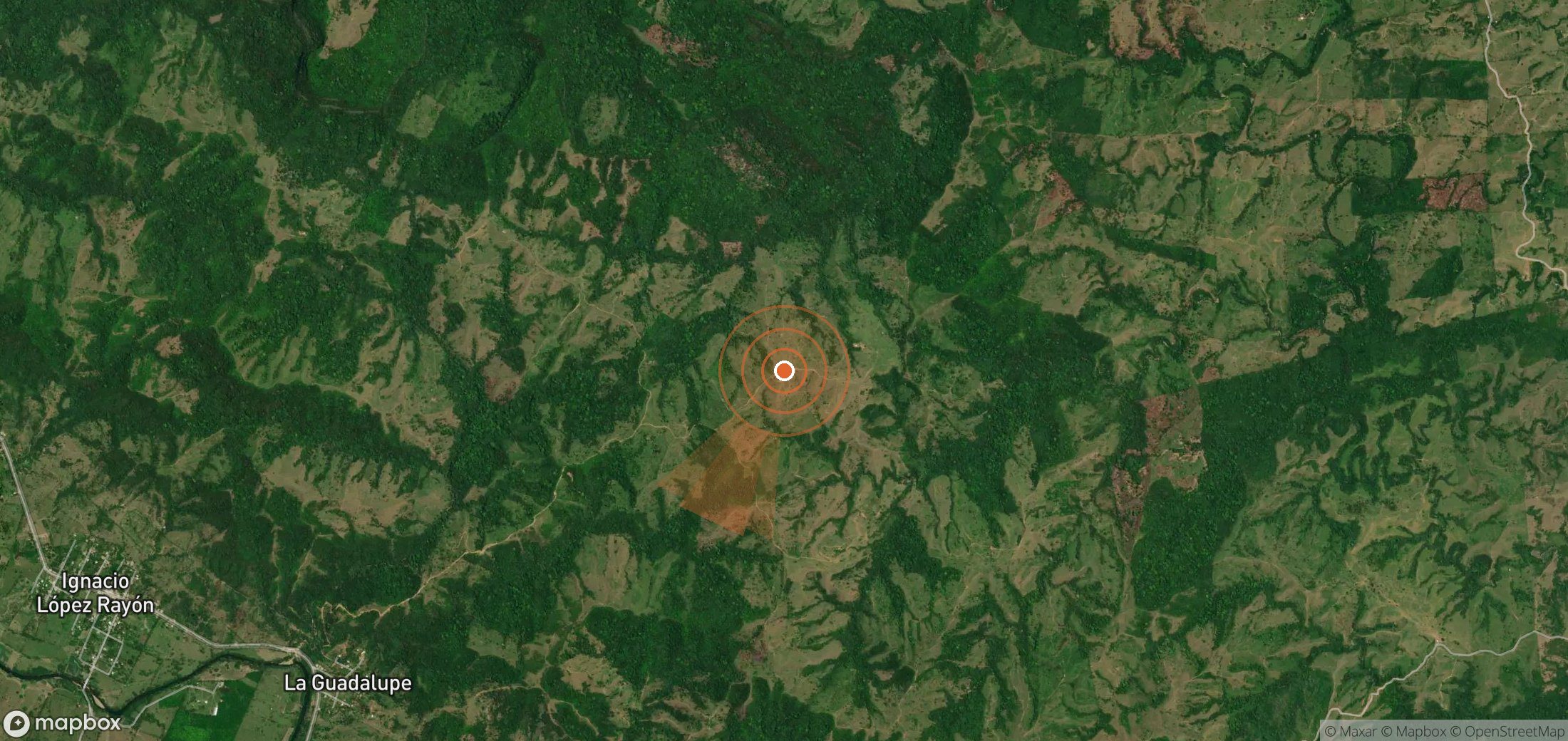 Satellite map of methane plume locations in Mexico