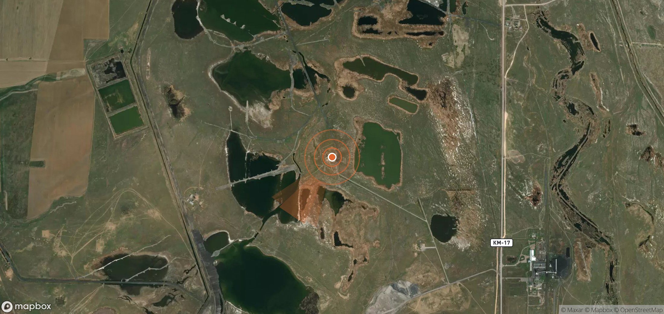Satellite map of methane plume locations in Kazakhstan