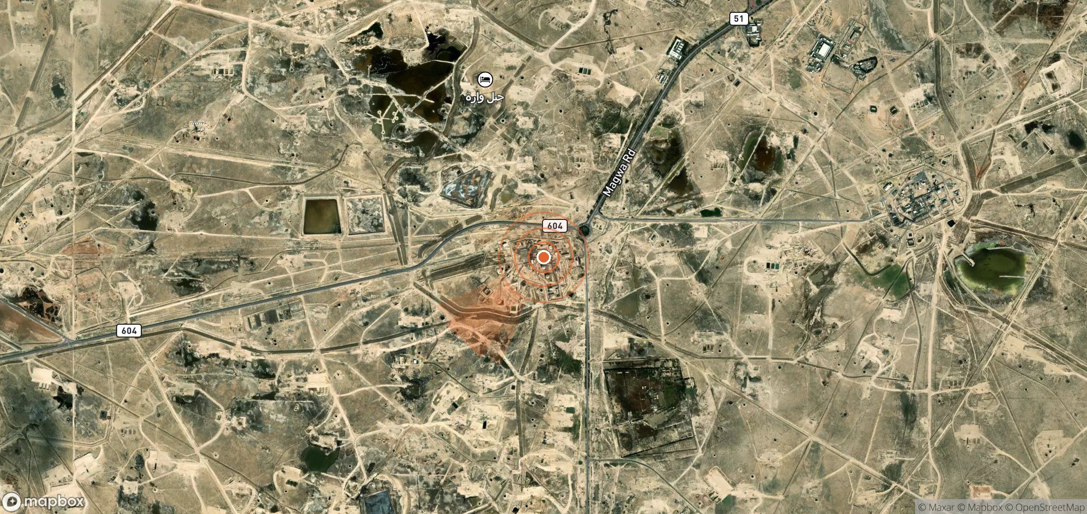 Mapa satelital de plumas de metano en Kuwait