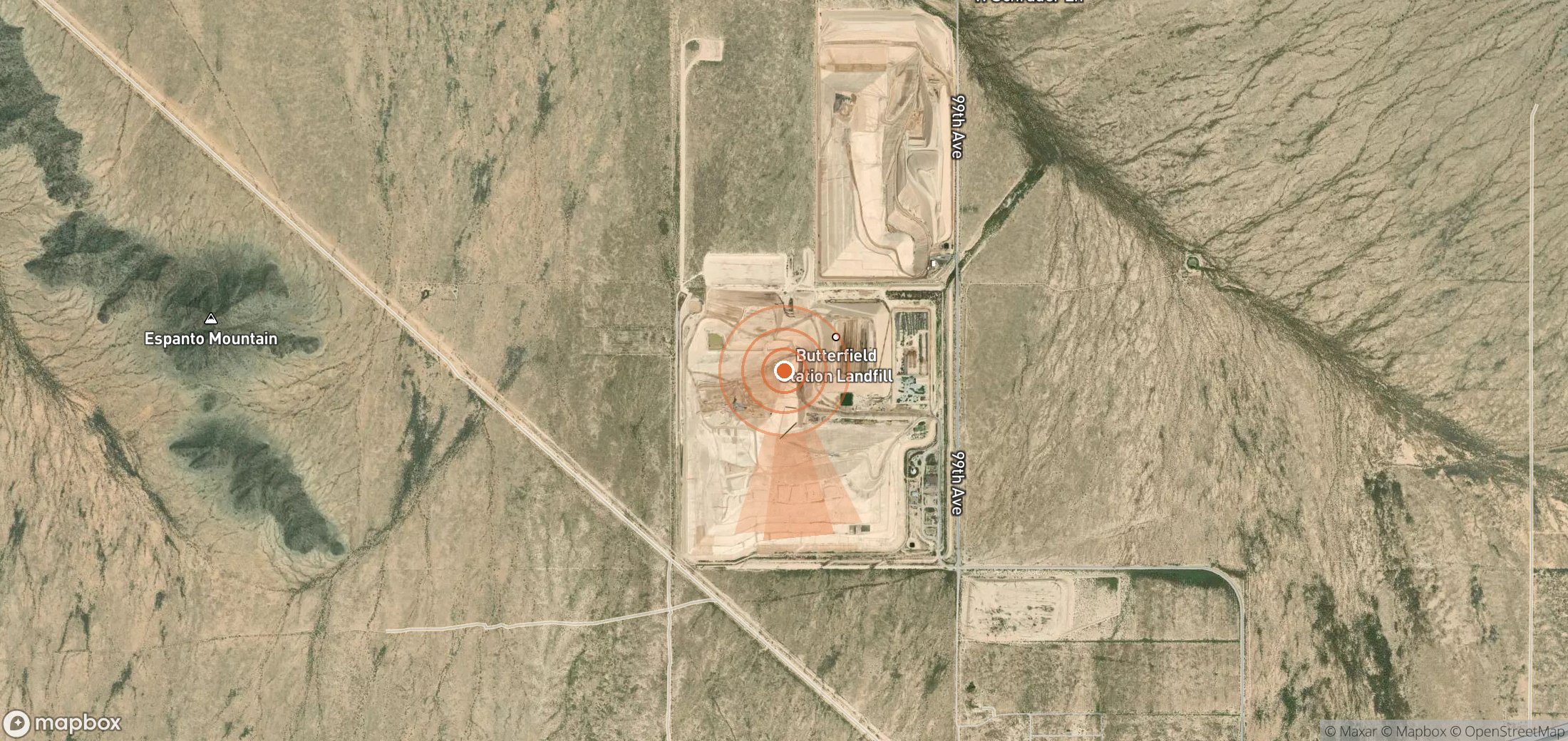 Mapa satelital de plumas de metano en Estados Unidos