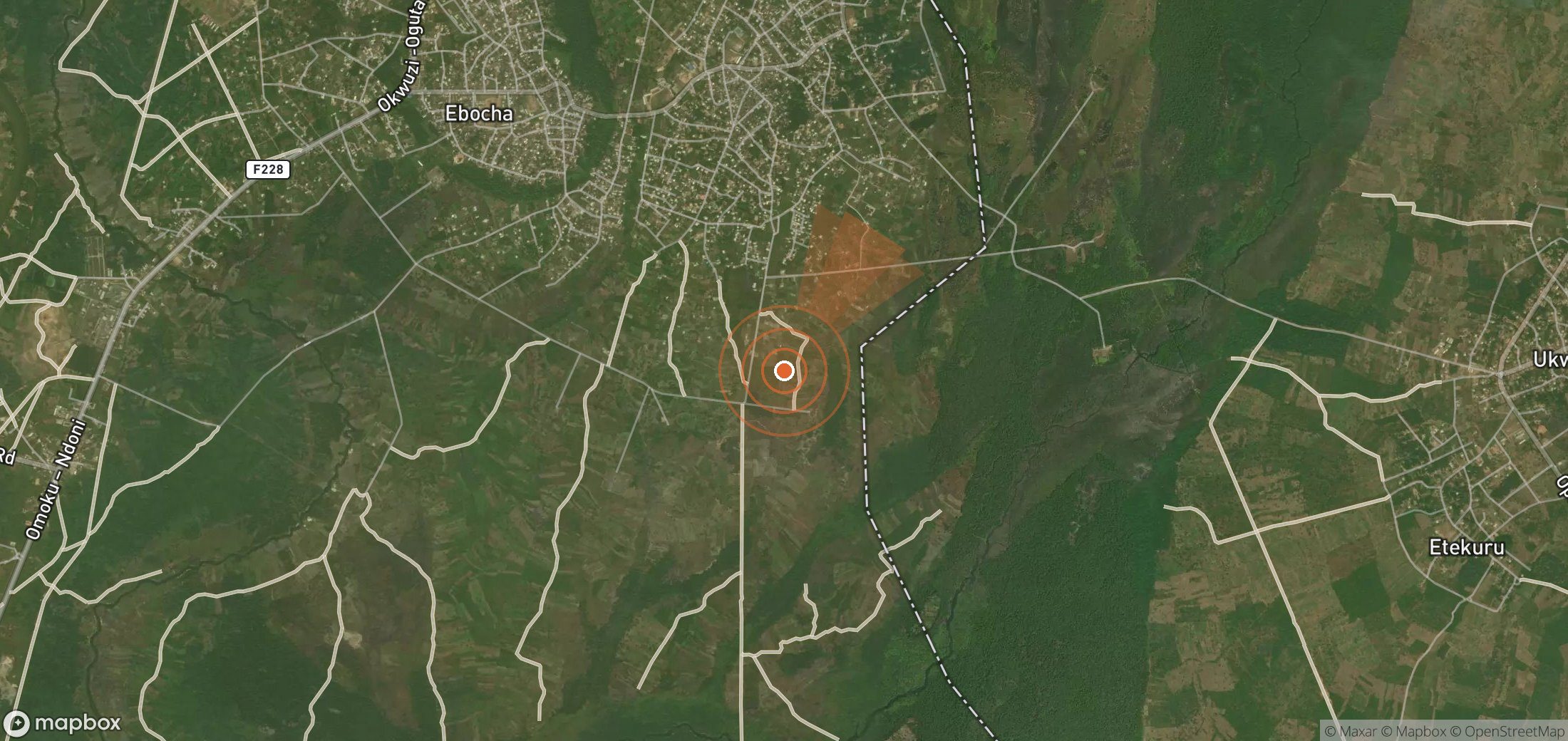 Satellite map of methane plume locations in Nigeria