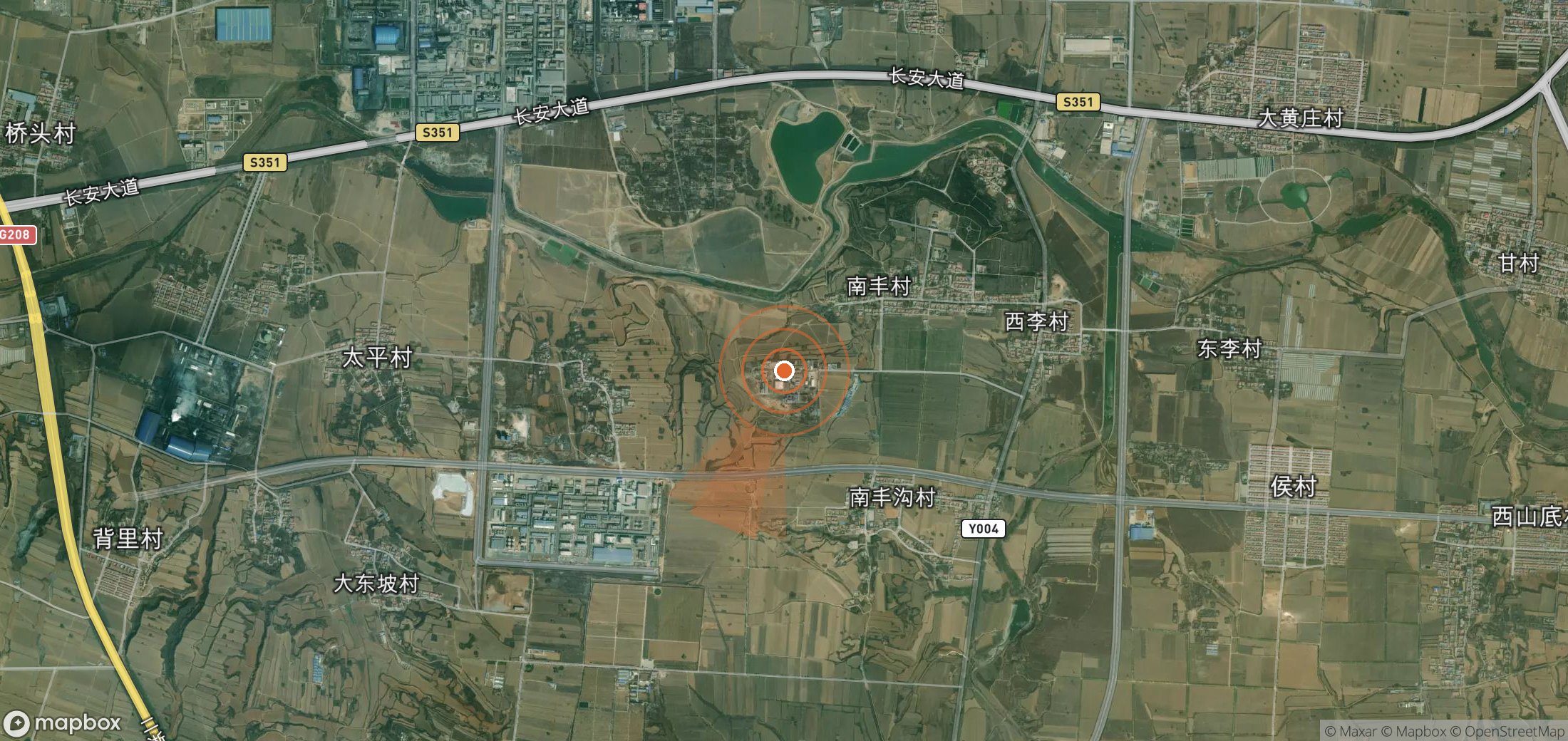 Satellite map of methane plume locations in China
