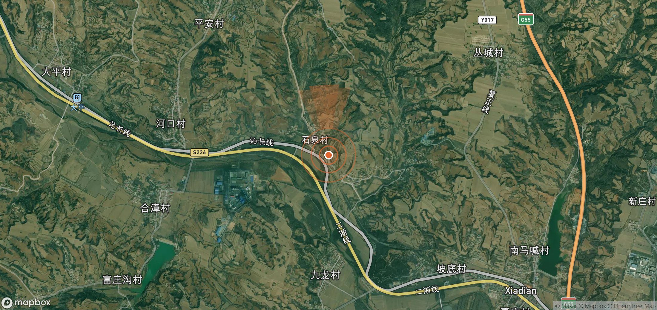 Satellite map of methane plume locations in China
