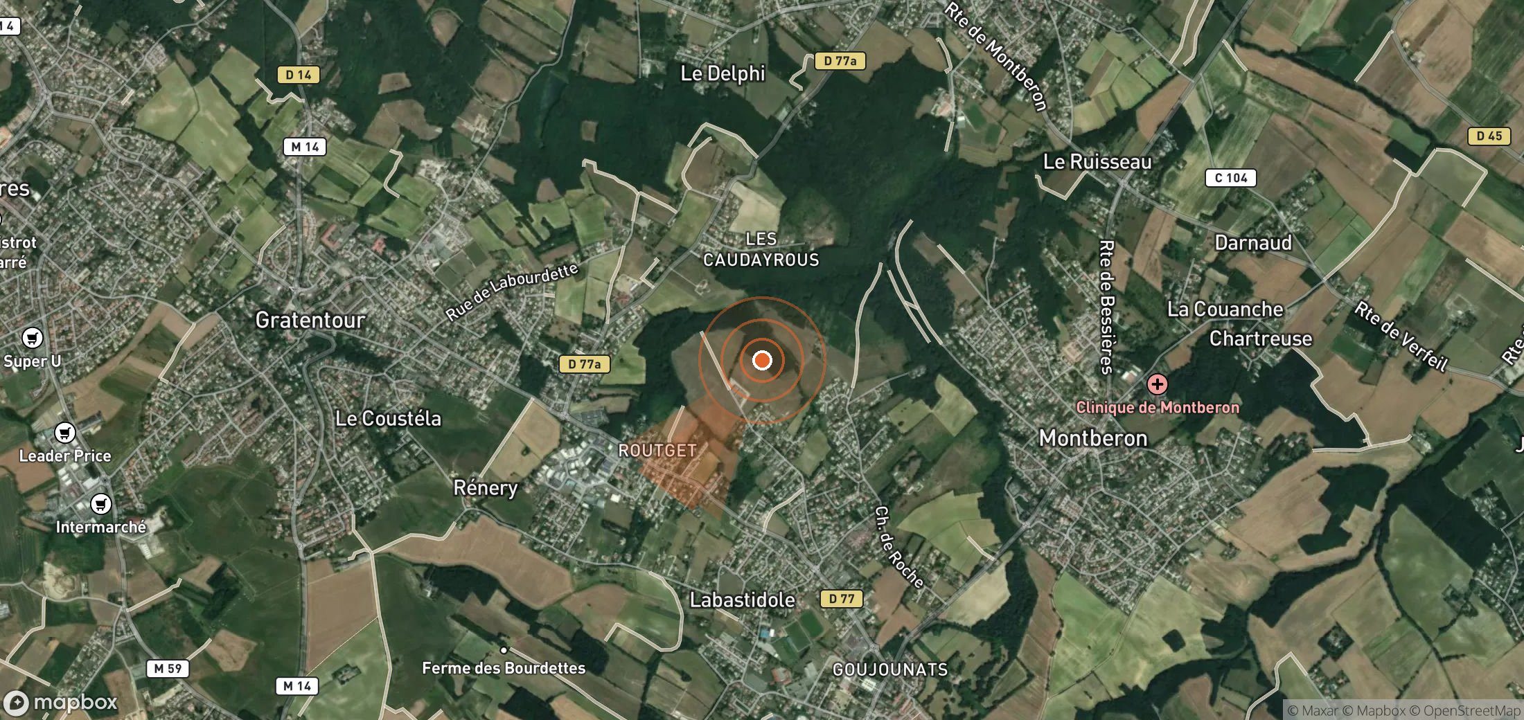 Satellite map of methane plume locations in France