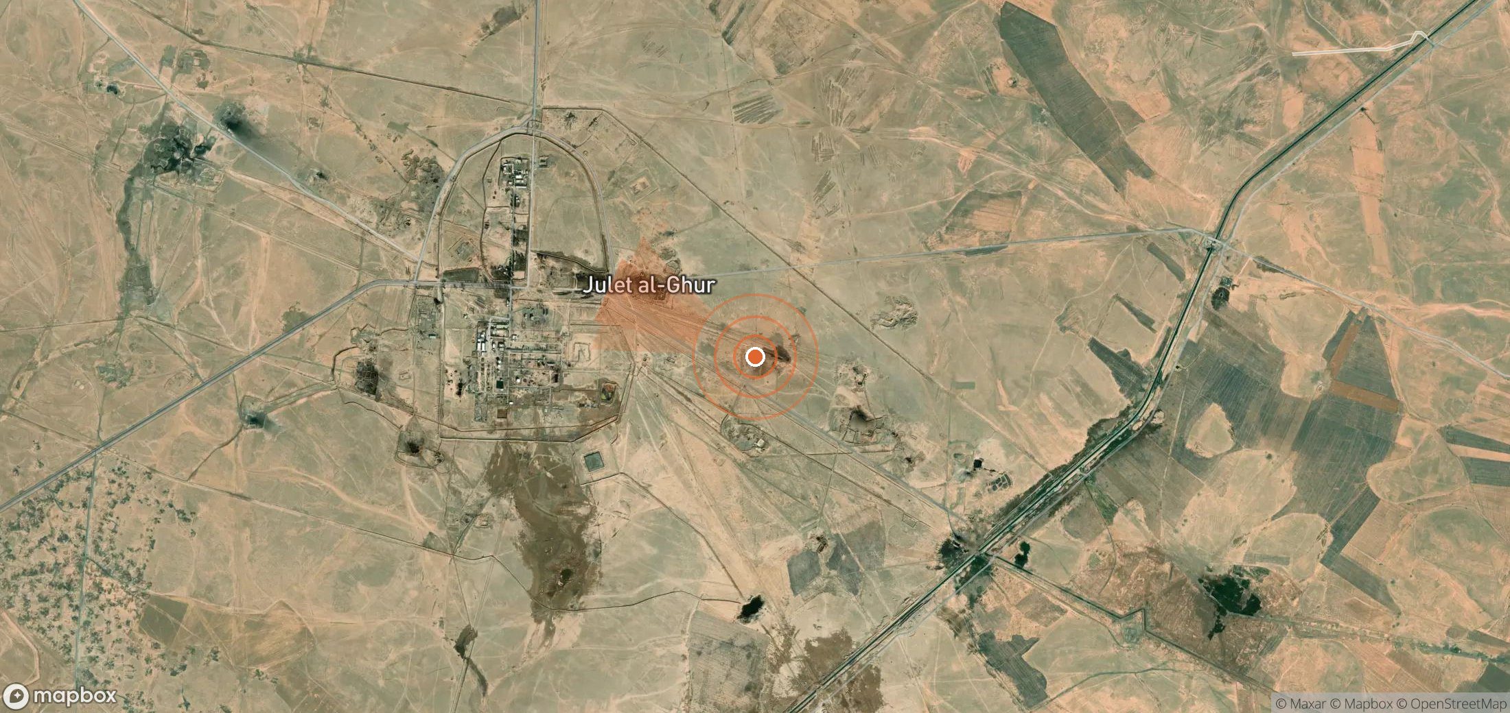 Satellite map of methane plume locations in Syria