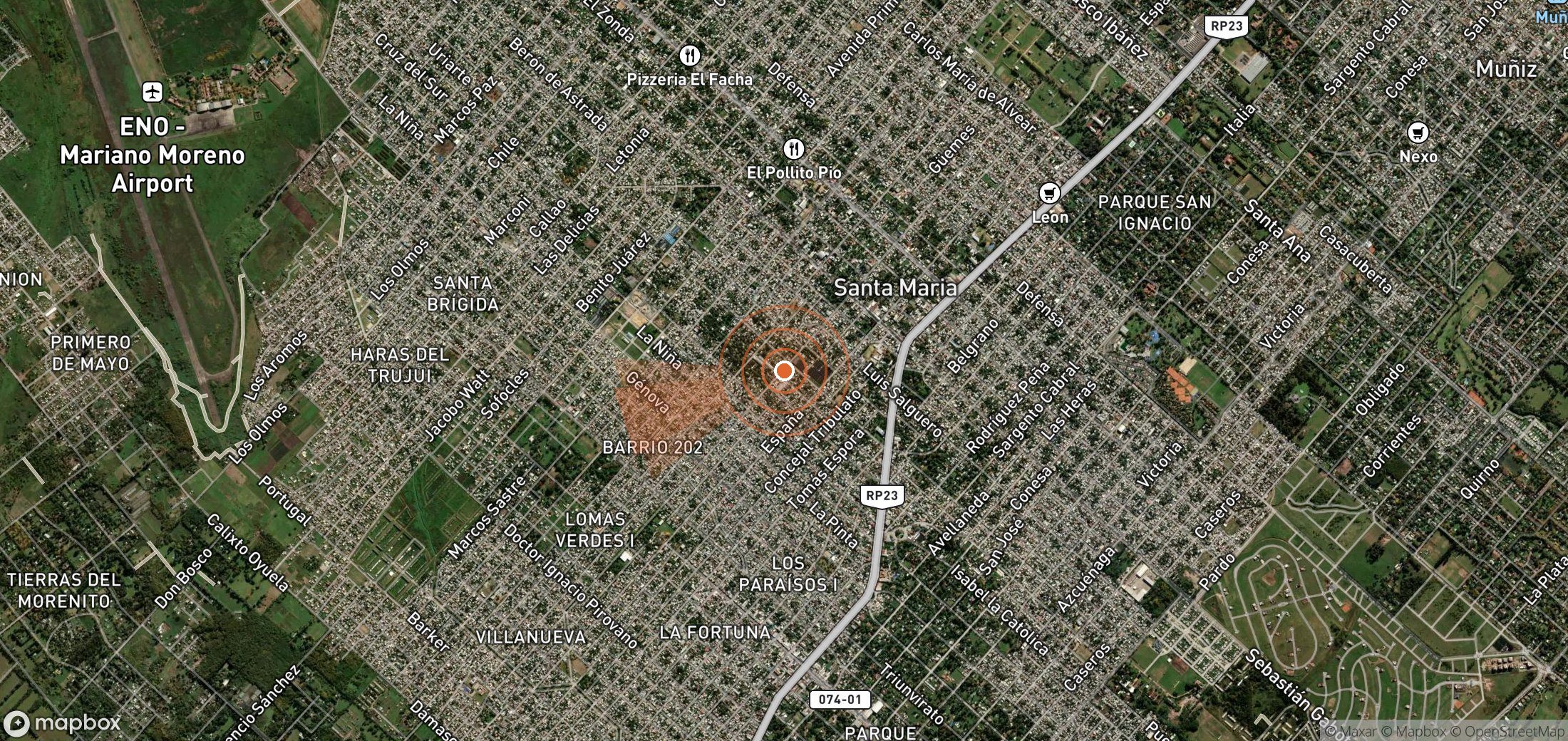 Satellite map of methane plume locations in Argentina