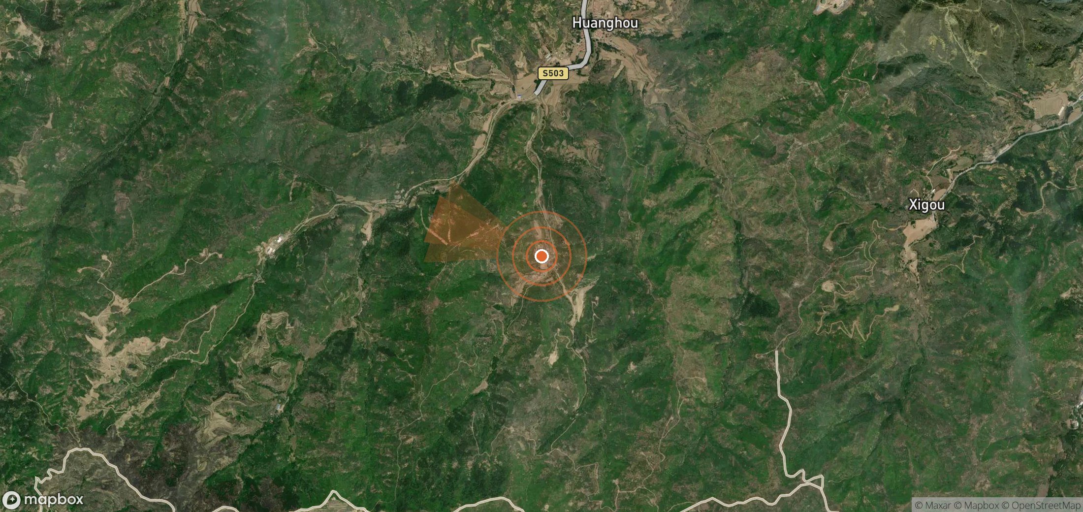 Satellite map of methane plume locations in China