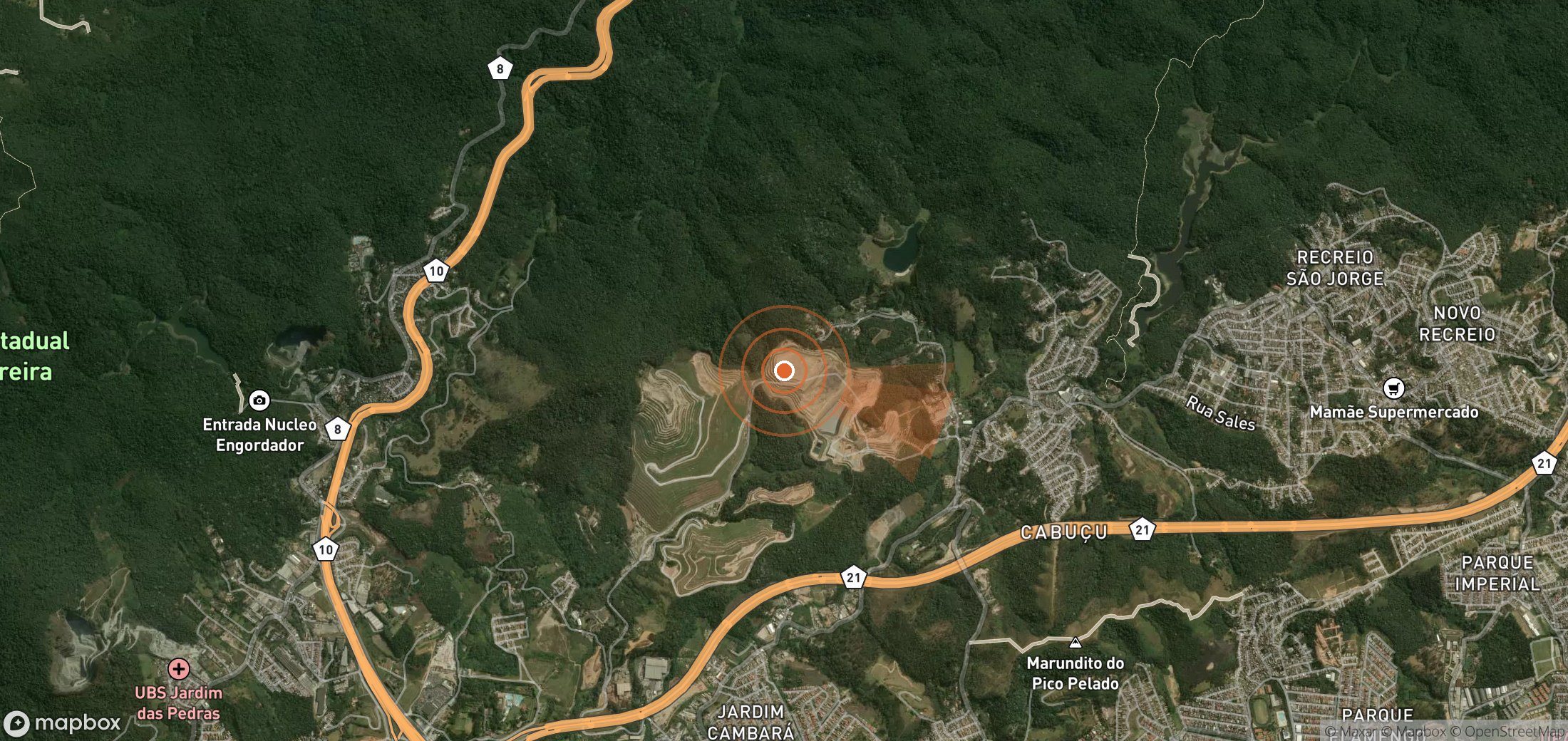 Satellite map of methane plume locations in Brazil