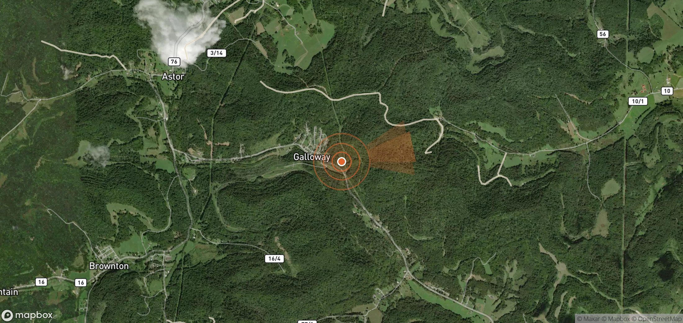Satellite map of methane plume locations in United States
