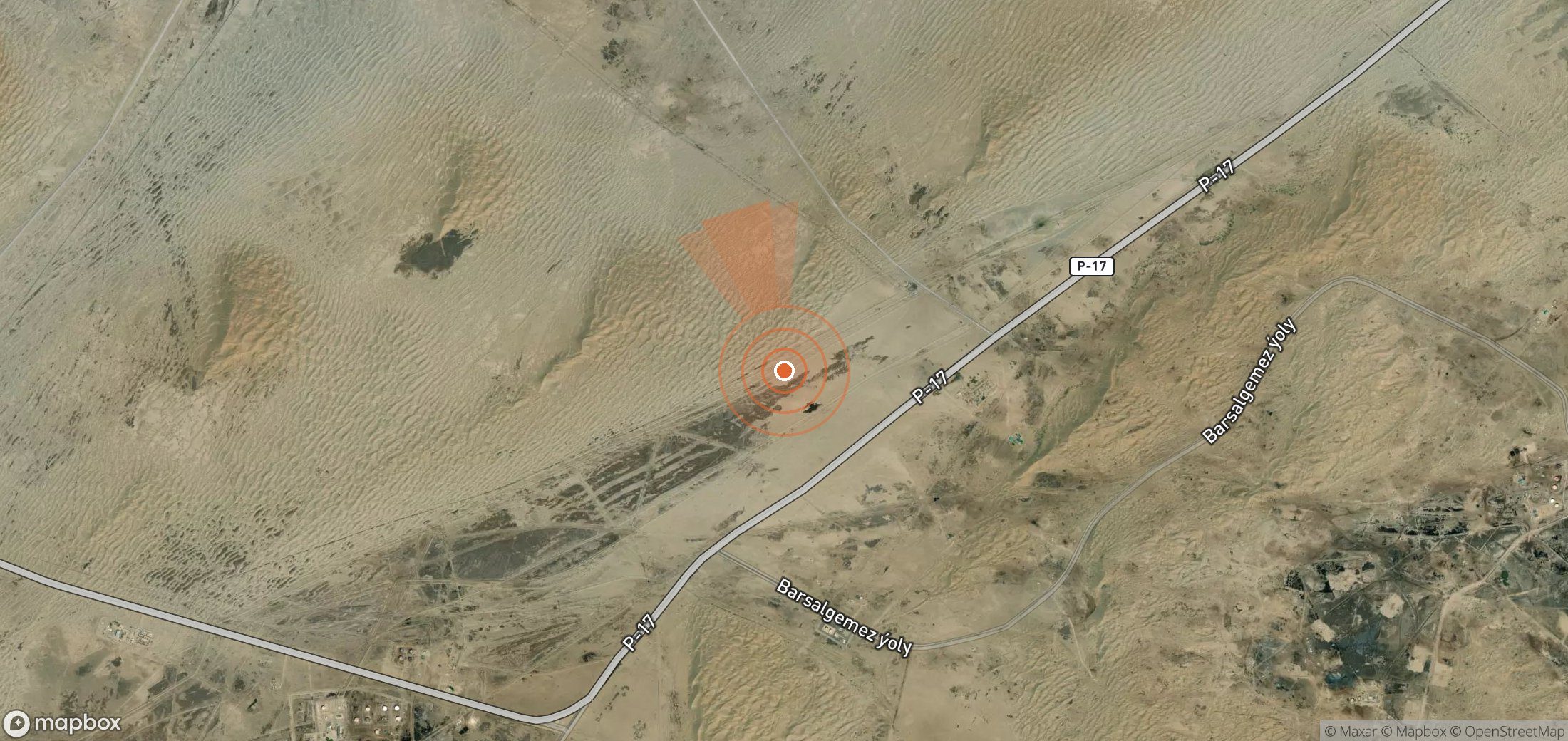 Mapa satelital de plumas de metano en Turkmenistán