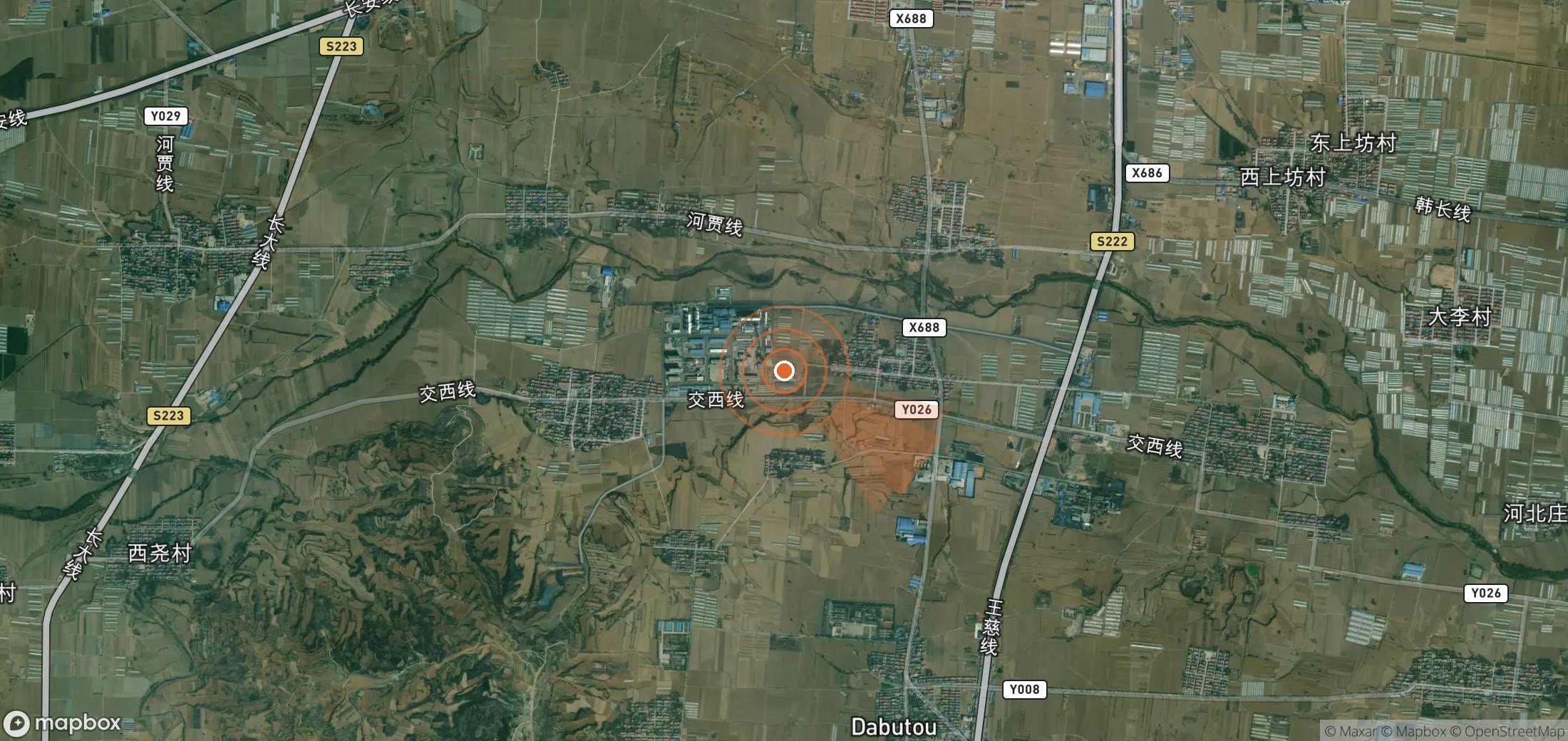 Satellite map of methane plume locations in China