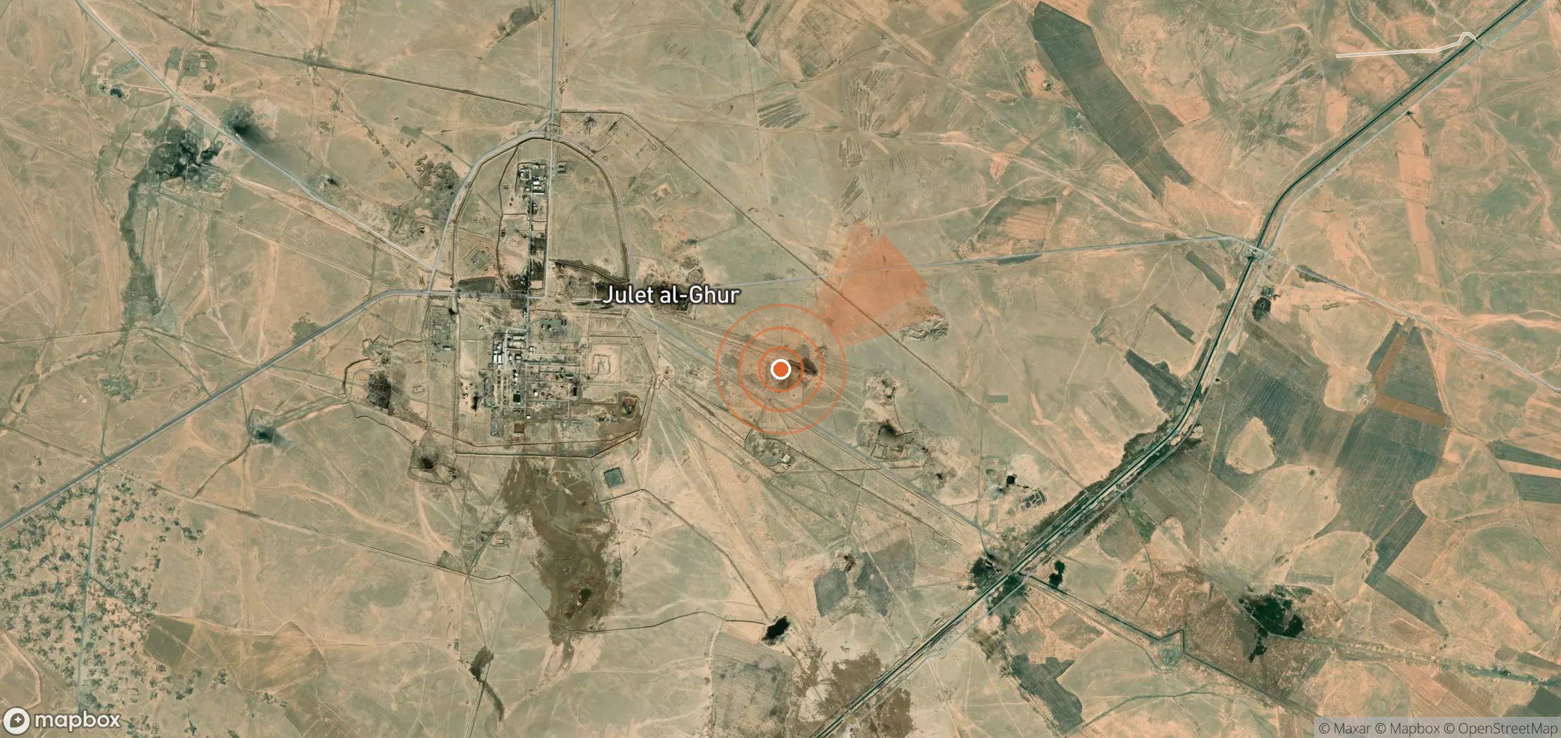 Mapa satelital de plumas de metano en Siria