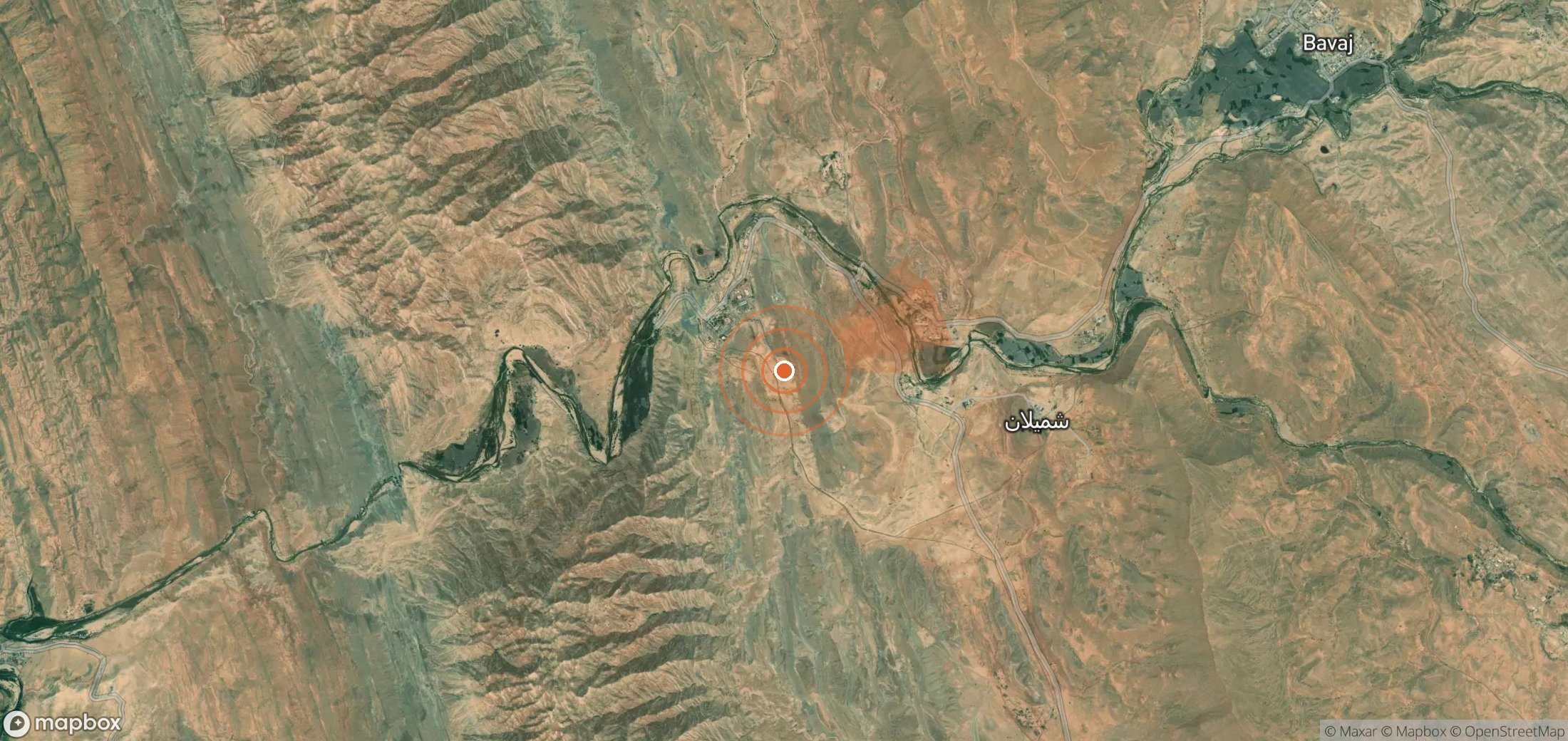 Satellite map of methane plume locations in Iran