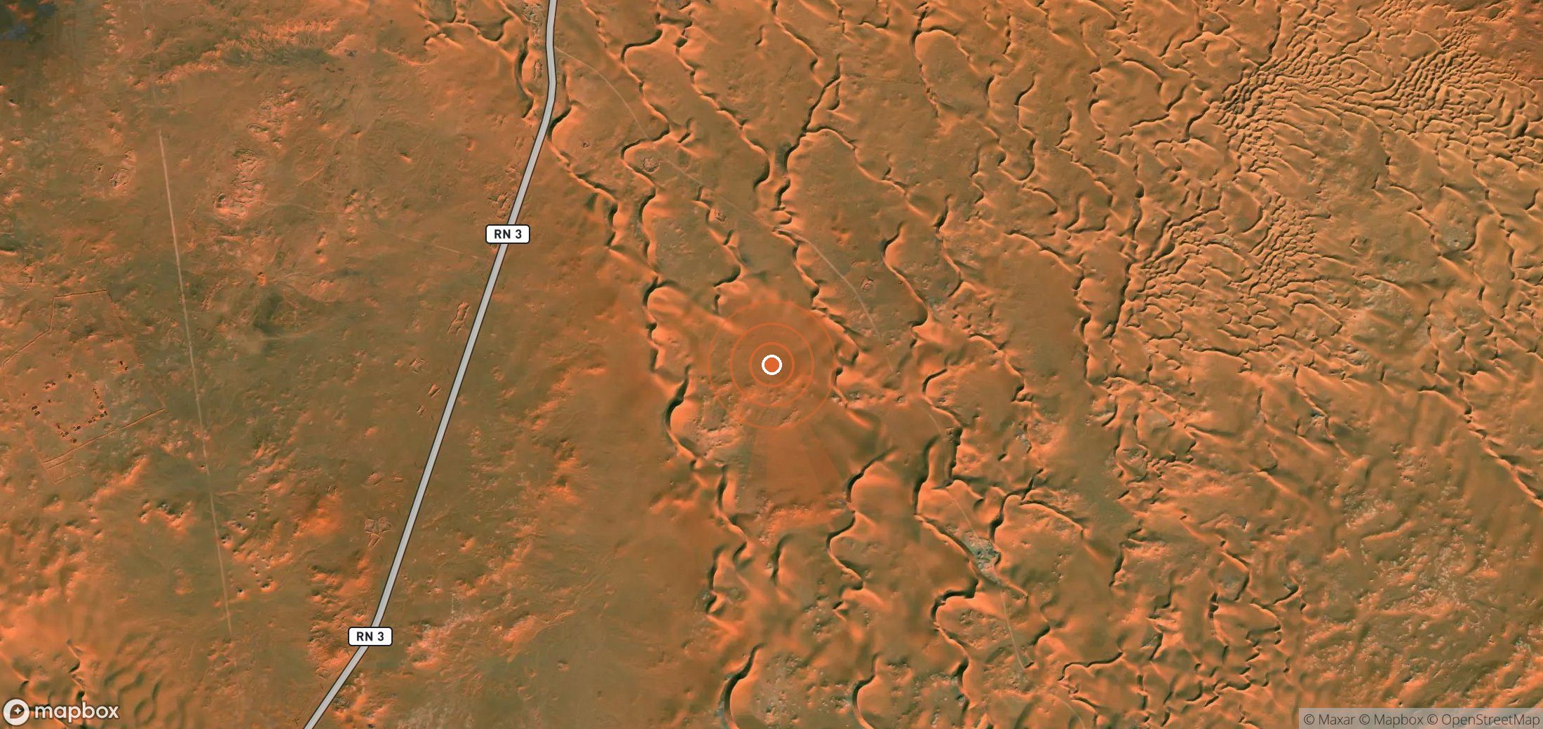 Satellite map of methane plume locations in Algeria