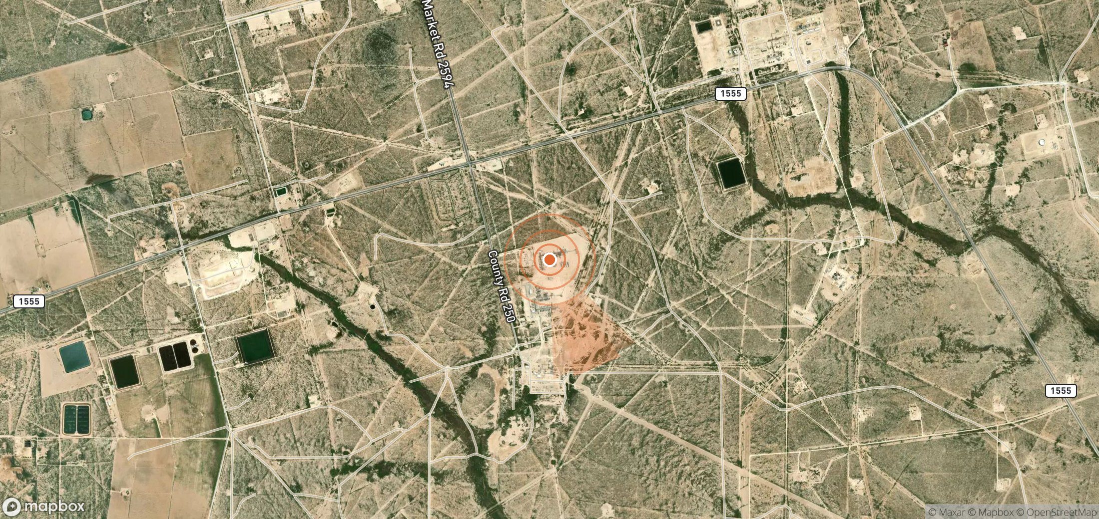 Satellite map of methane plume locations in United States