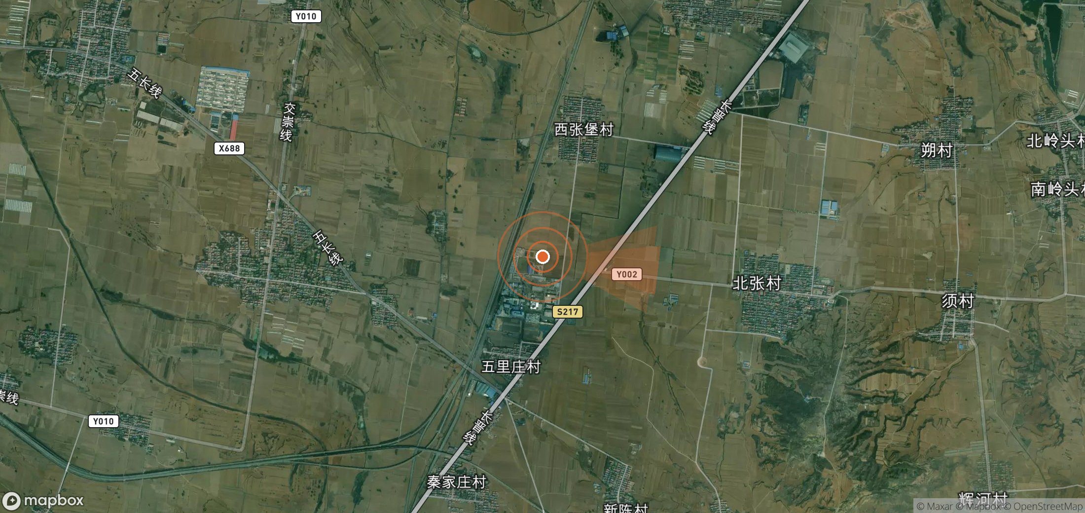 Satellite map of methane plume locations in China