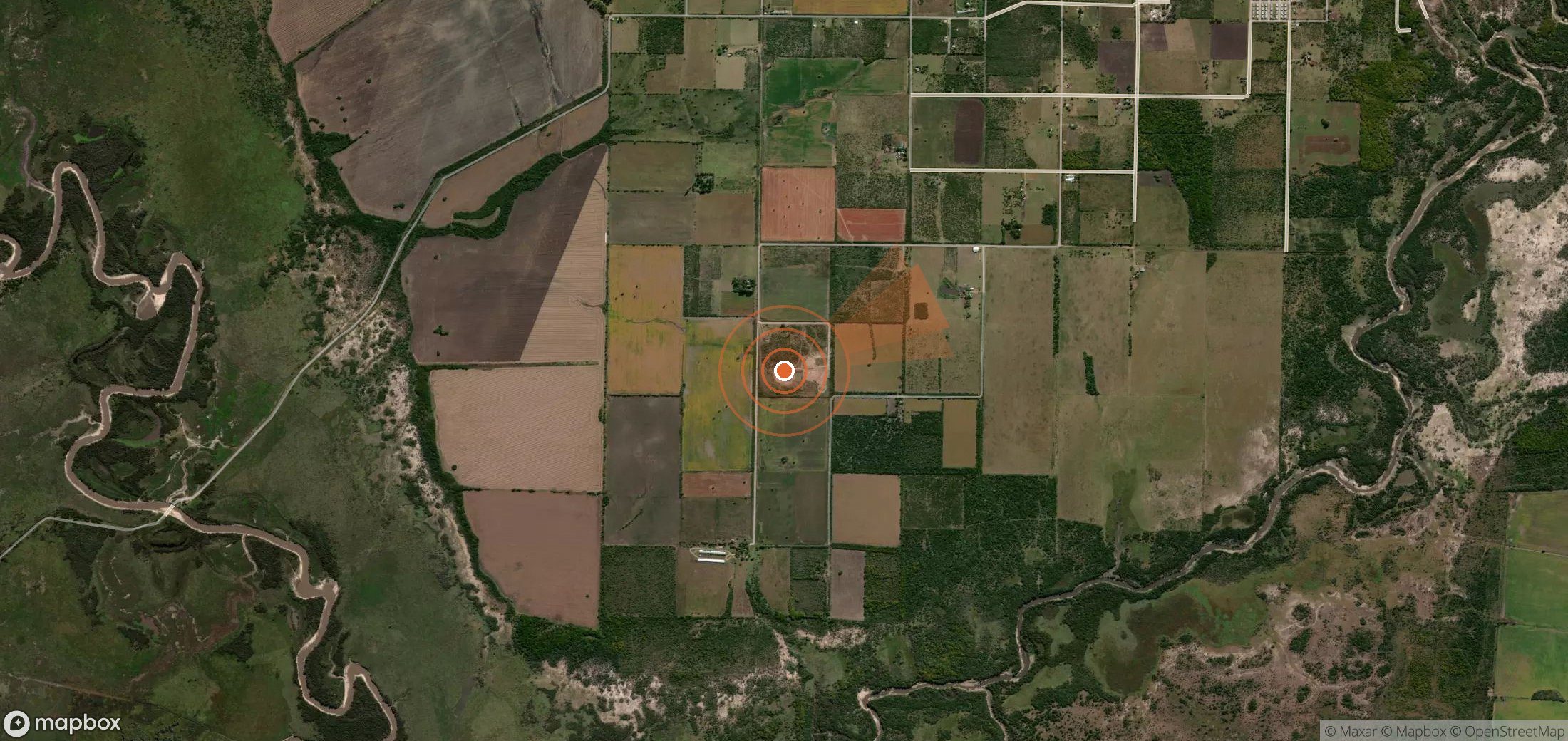Satellite map of methane plume locations in Argentina