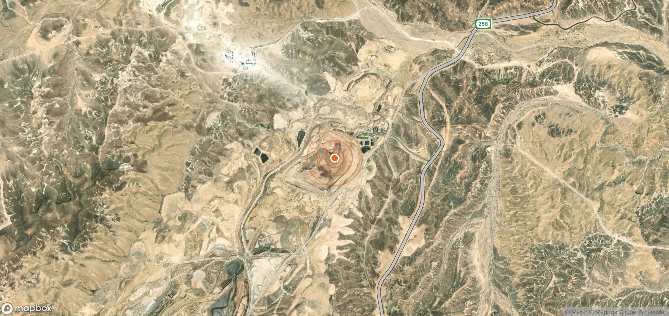 Mapa satelital de plumas de metano en Israel