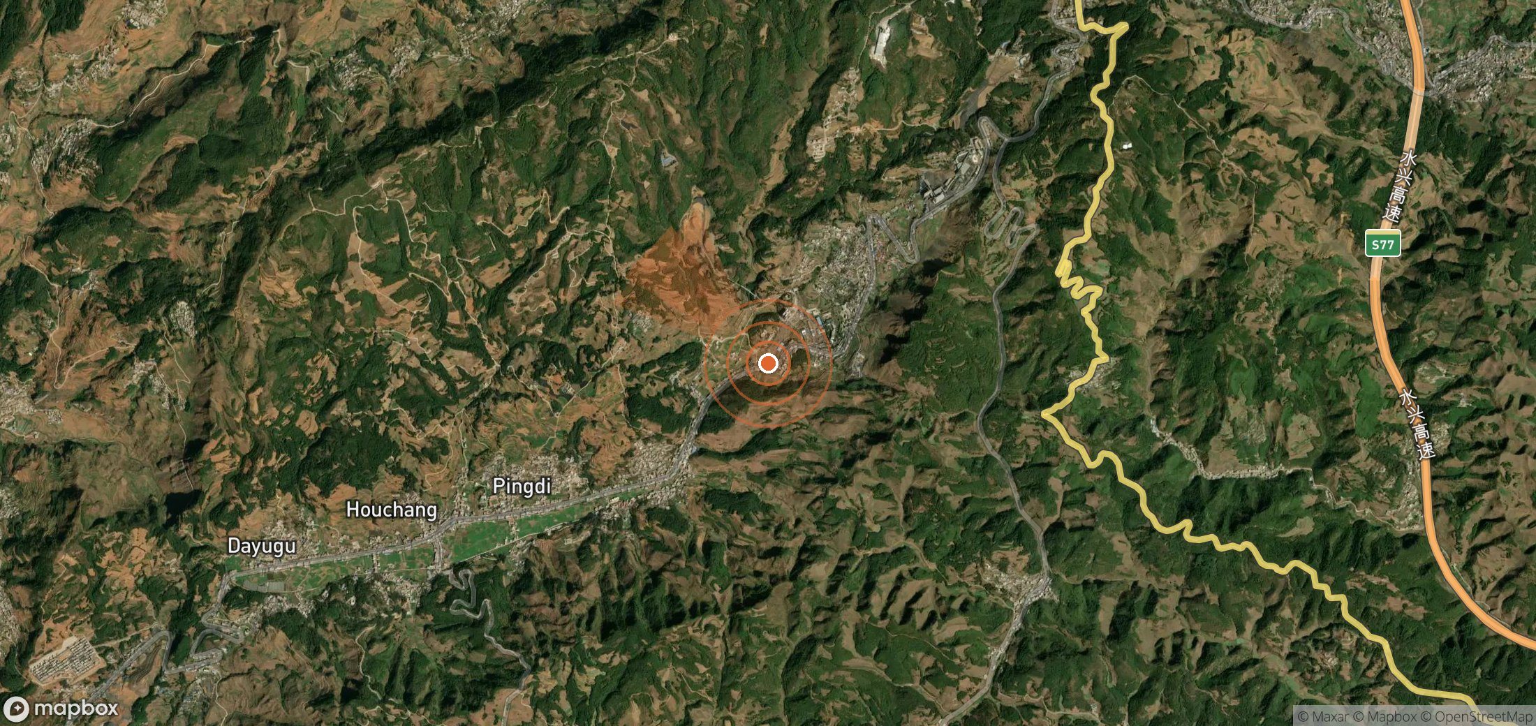 Satellite map of methane plume locations in China