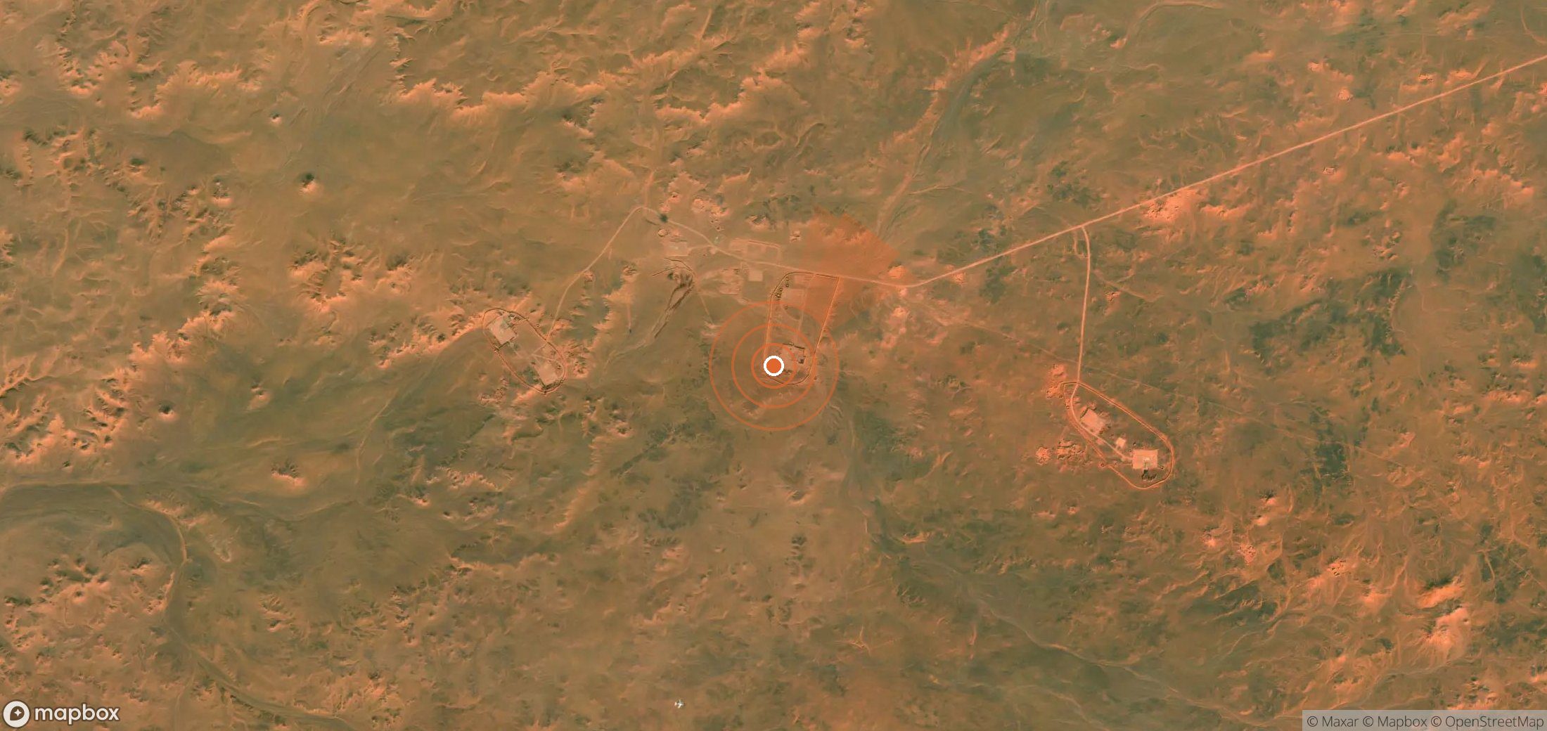 Mapa satelital de plumas de metano en Argelia