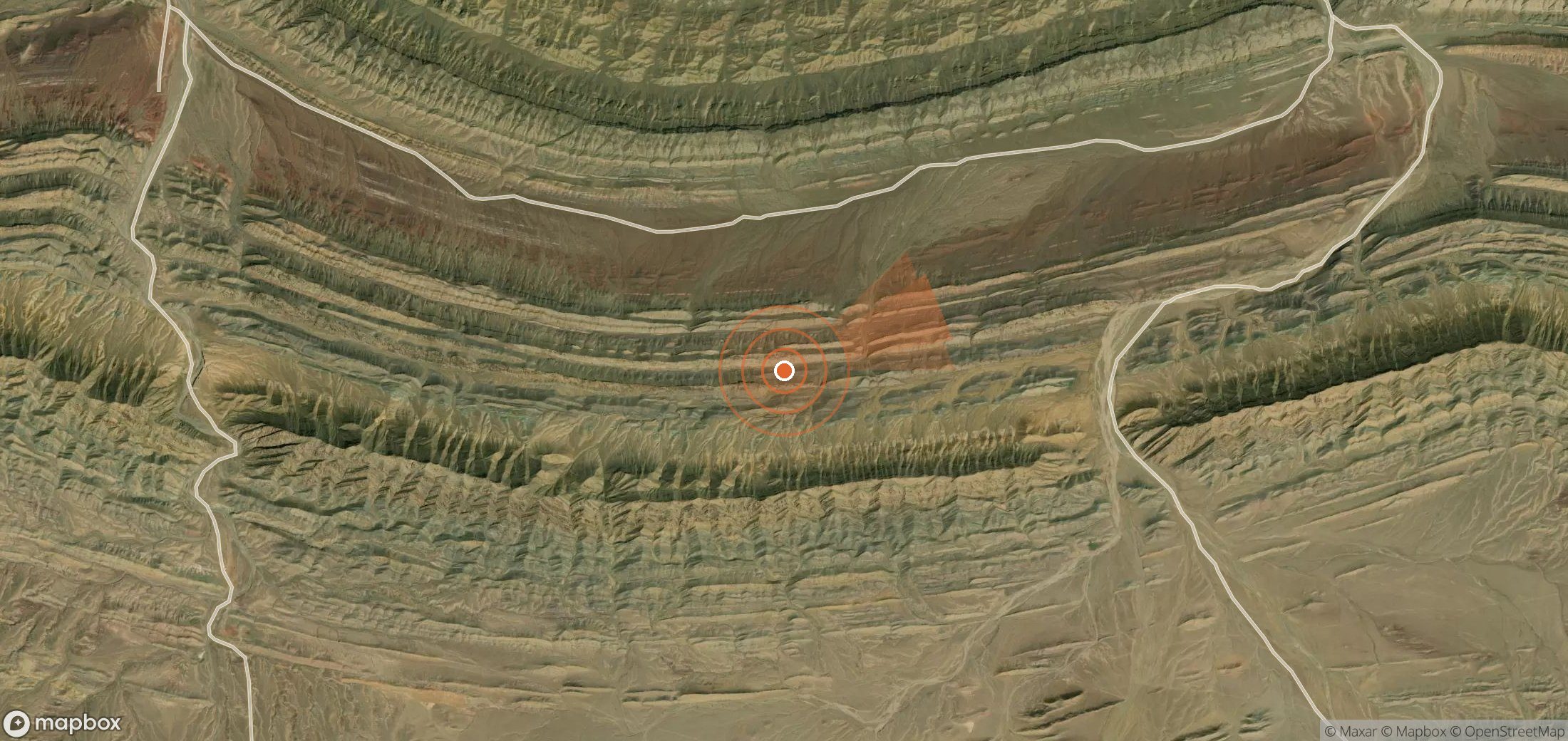 Satellite map of methane plume locations in Mongolia