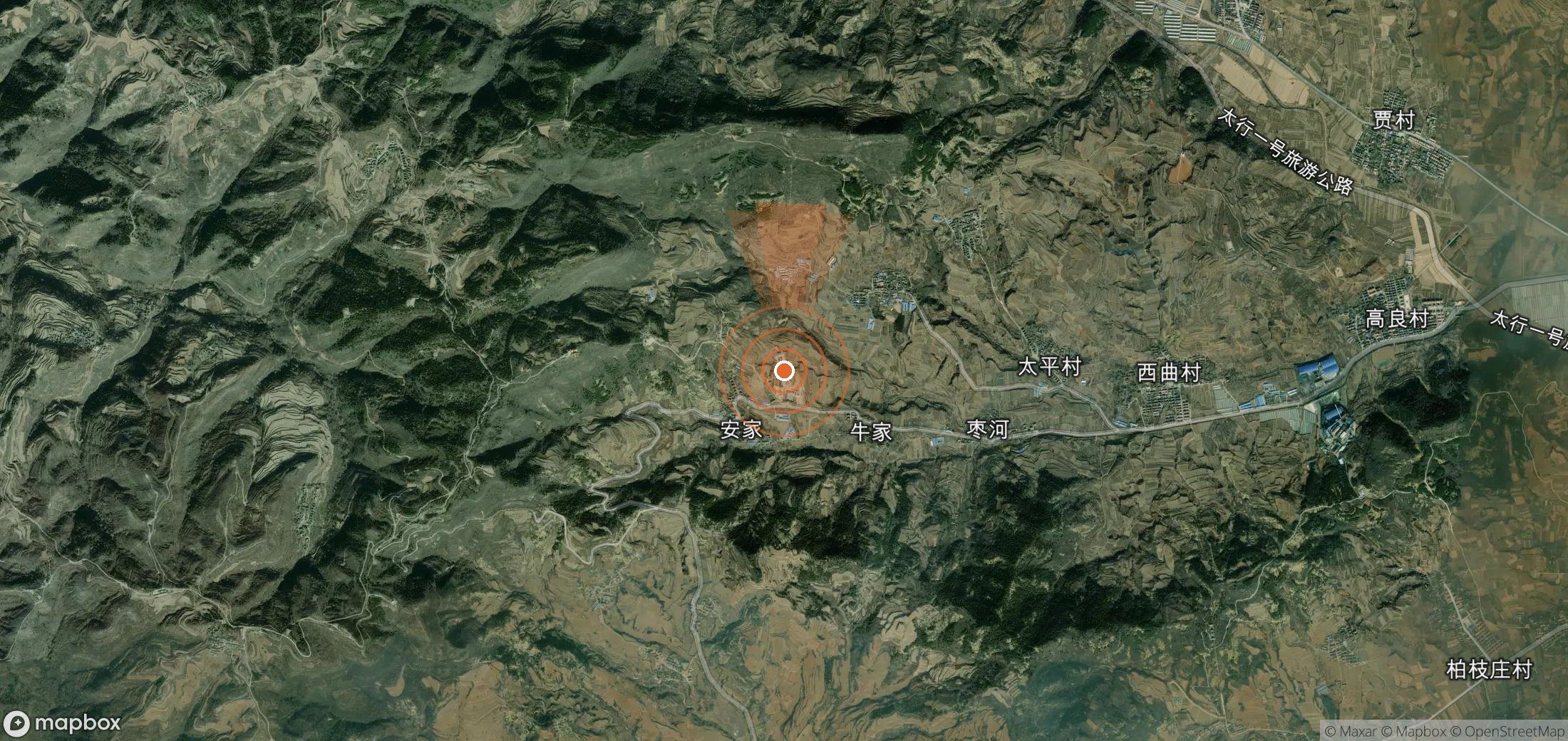 Satellite map of methane plume locations in China