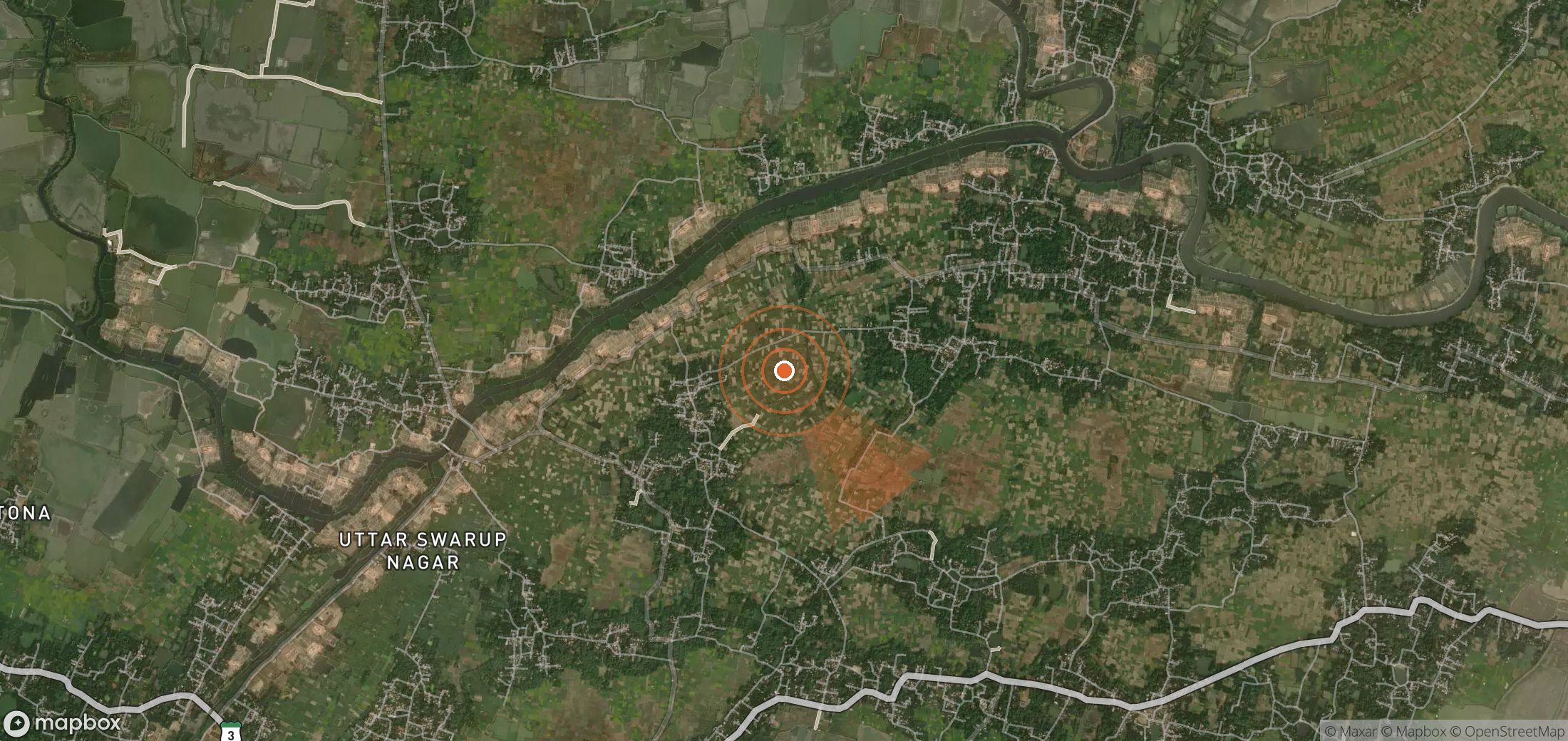 Satellite map of methane plume locations in India