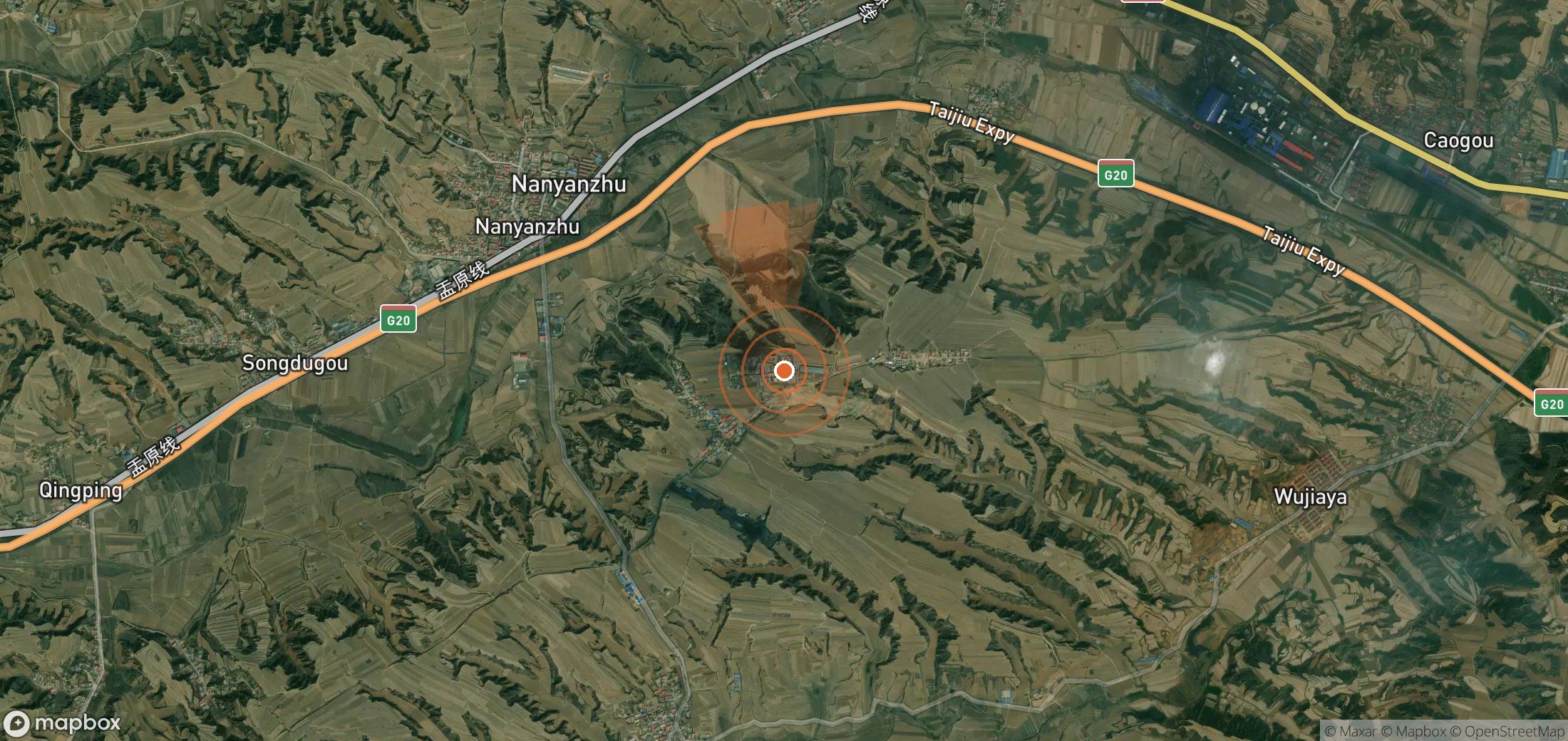 Satellite map of methane plume locations in China