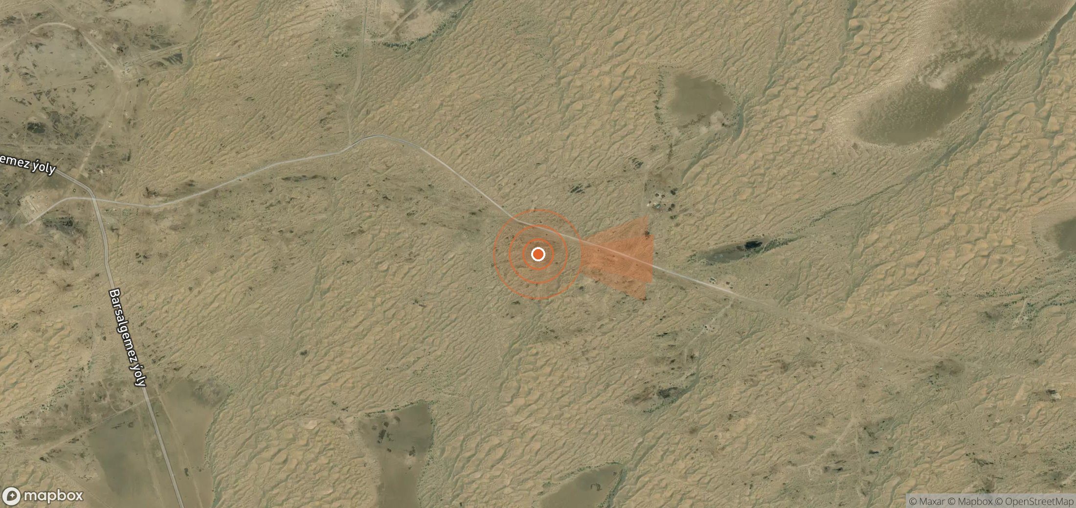 Satellite map of methane plume locations in Turkmenistan