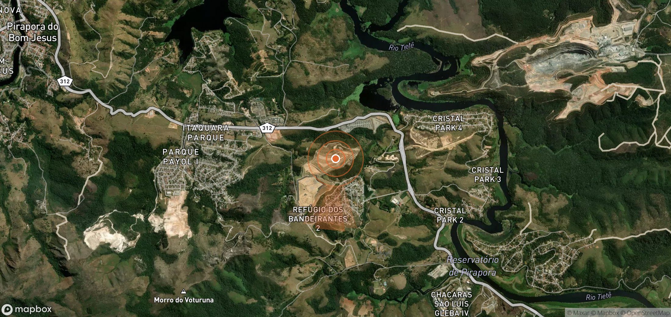 Satellite map of methane plume locations in Brazil