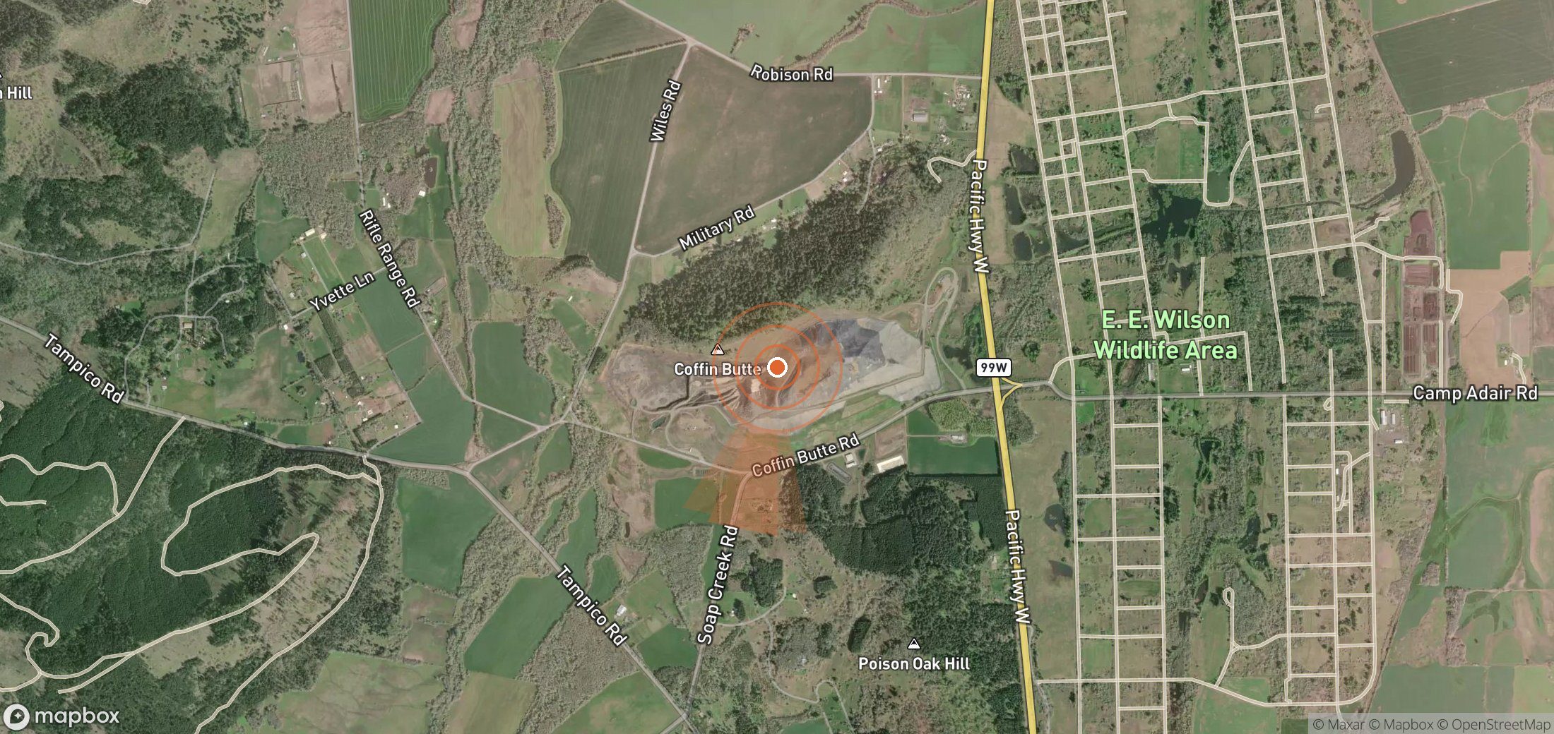 Satellite map of methane plume locations in United States