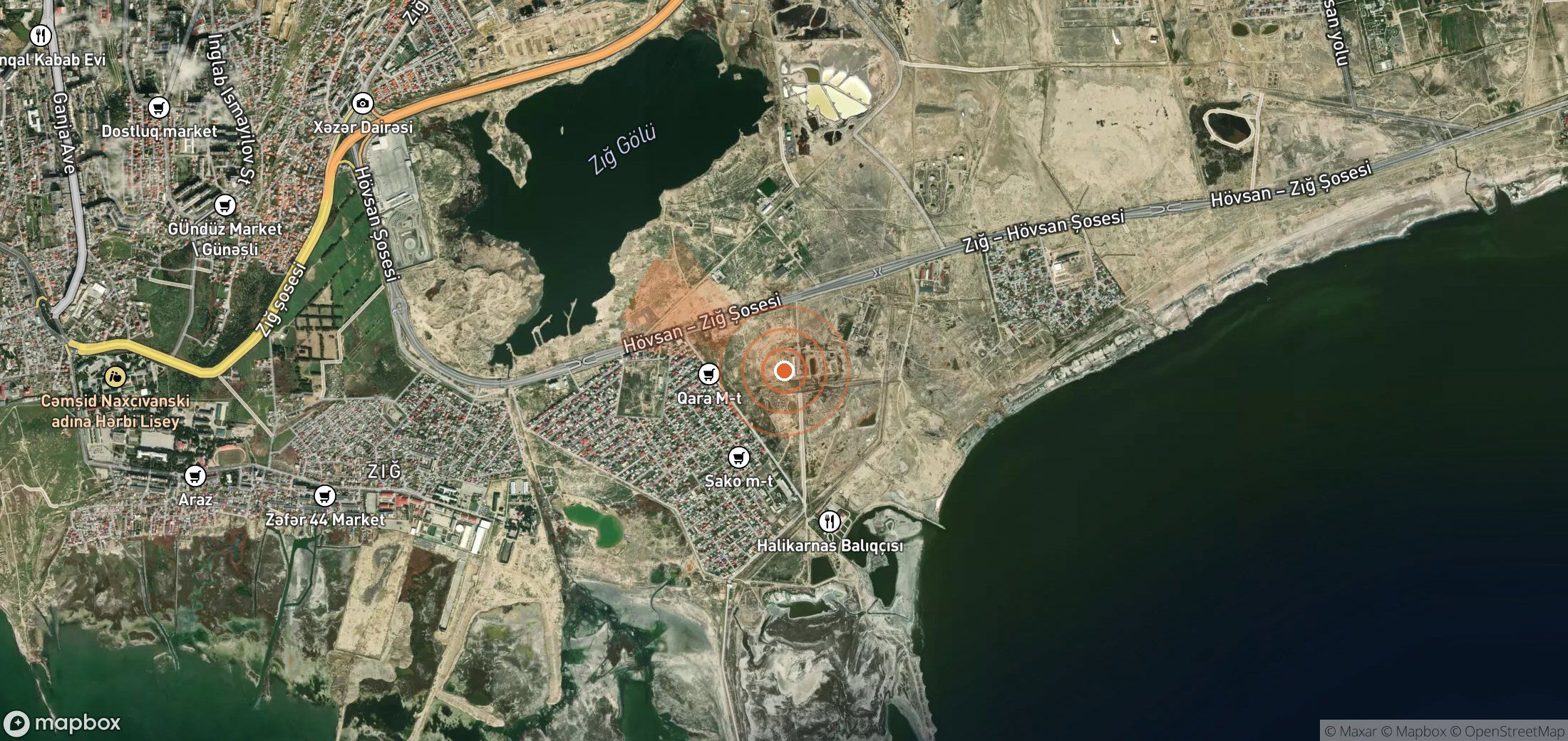 Satellite map of methane plume locations in Azerbaijan