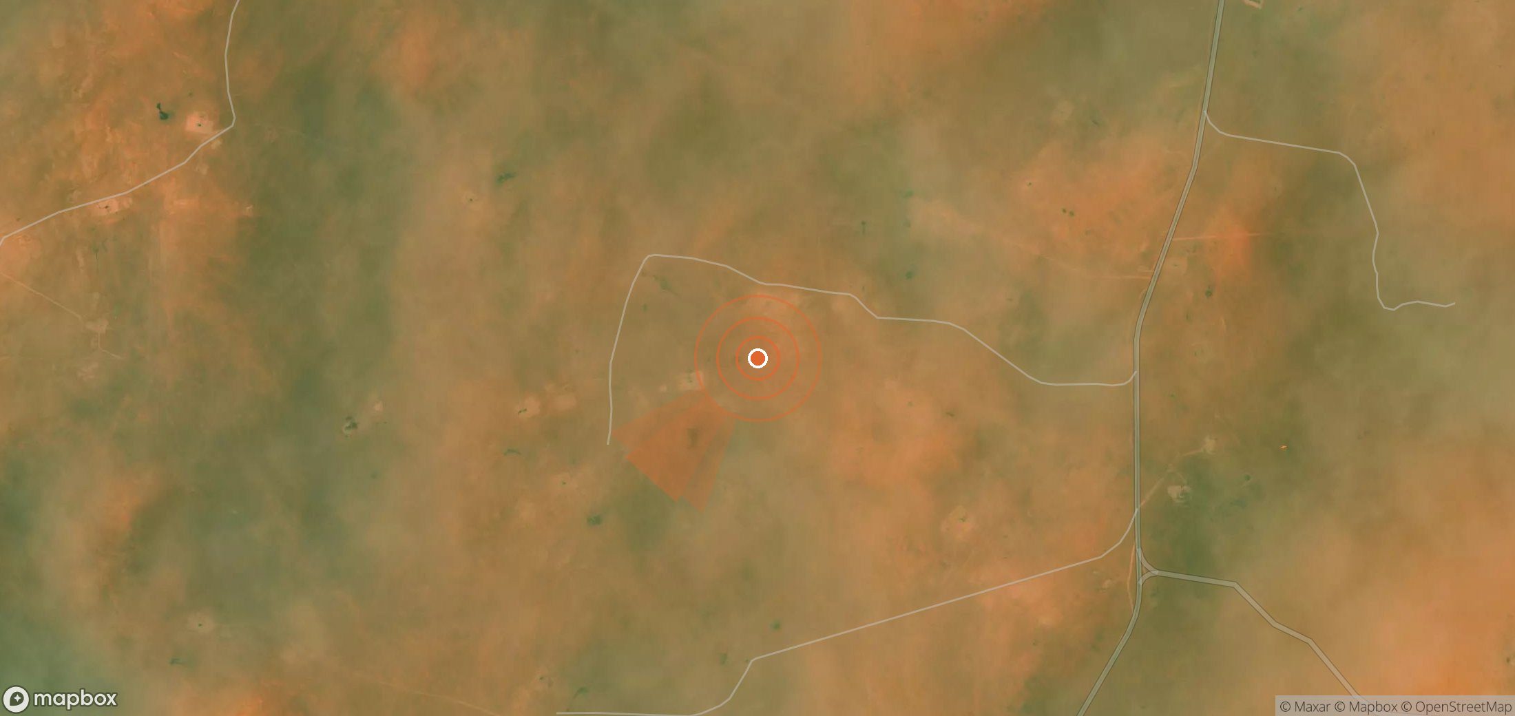 Mapa satelital de plumas de metano en Argelia