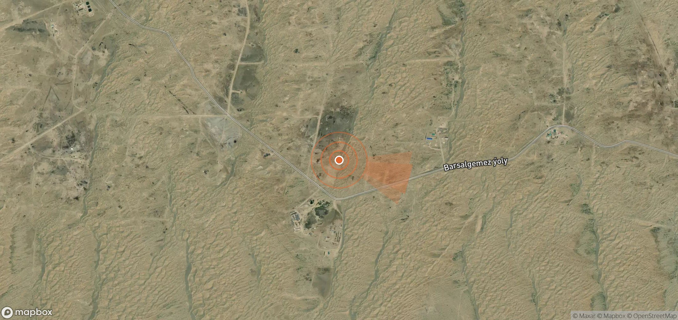 Satellite map of methane plume locations in Turkmenistan