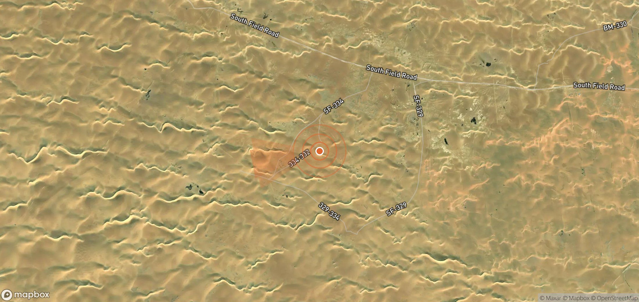 Satellite map of methane plume locations in Libya