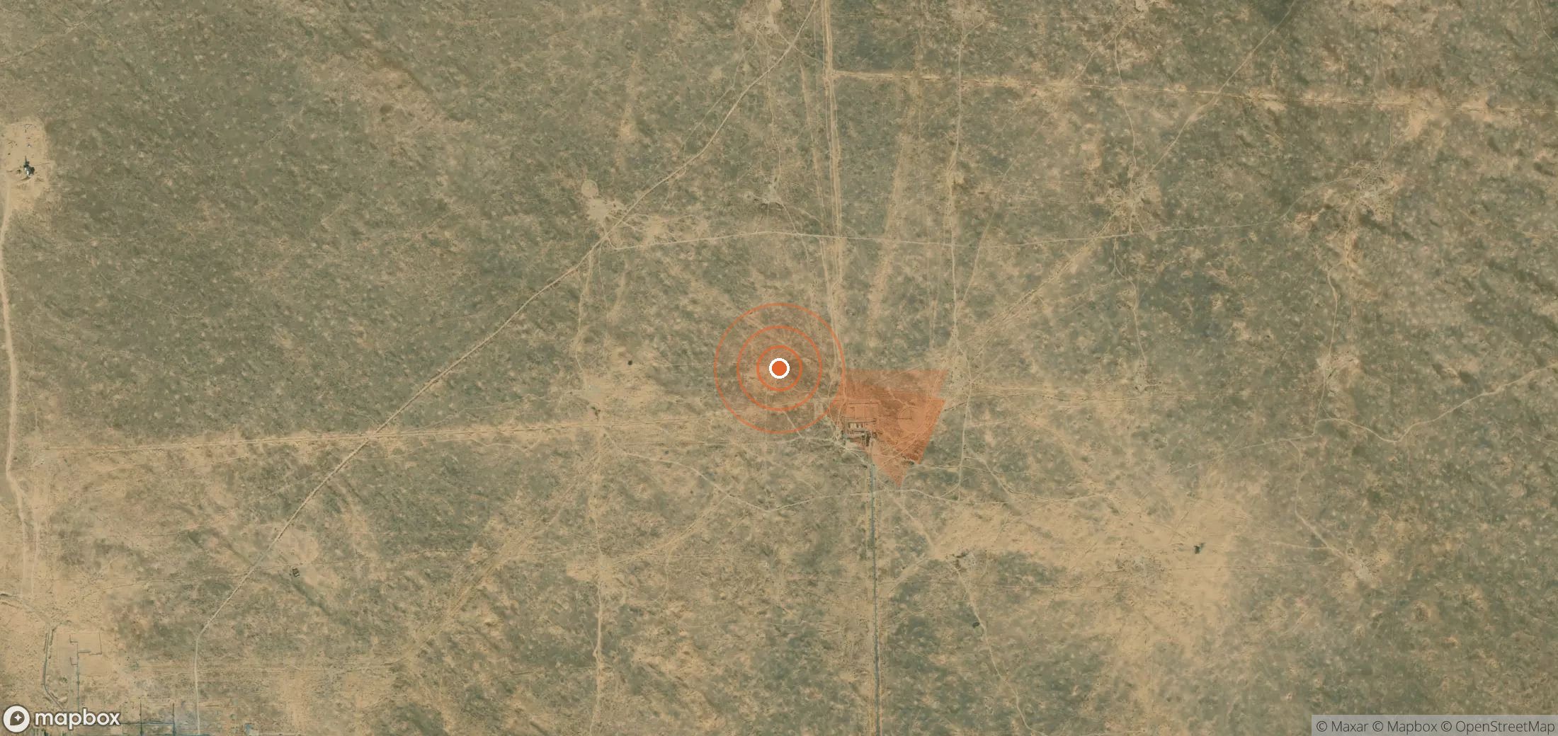 Satellite map of methane plume locations in Turkmenistan