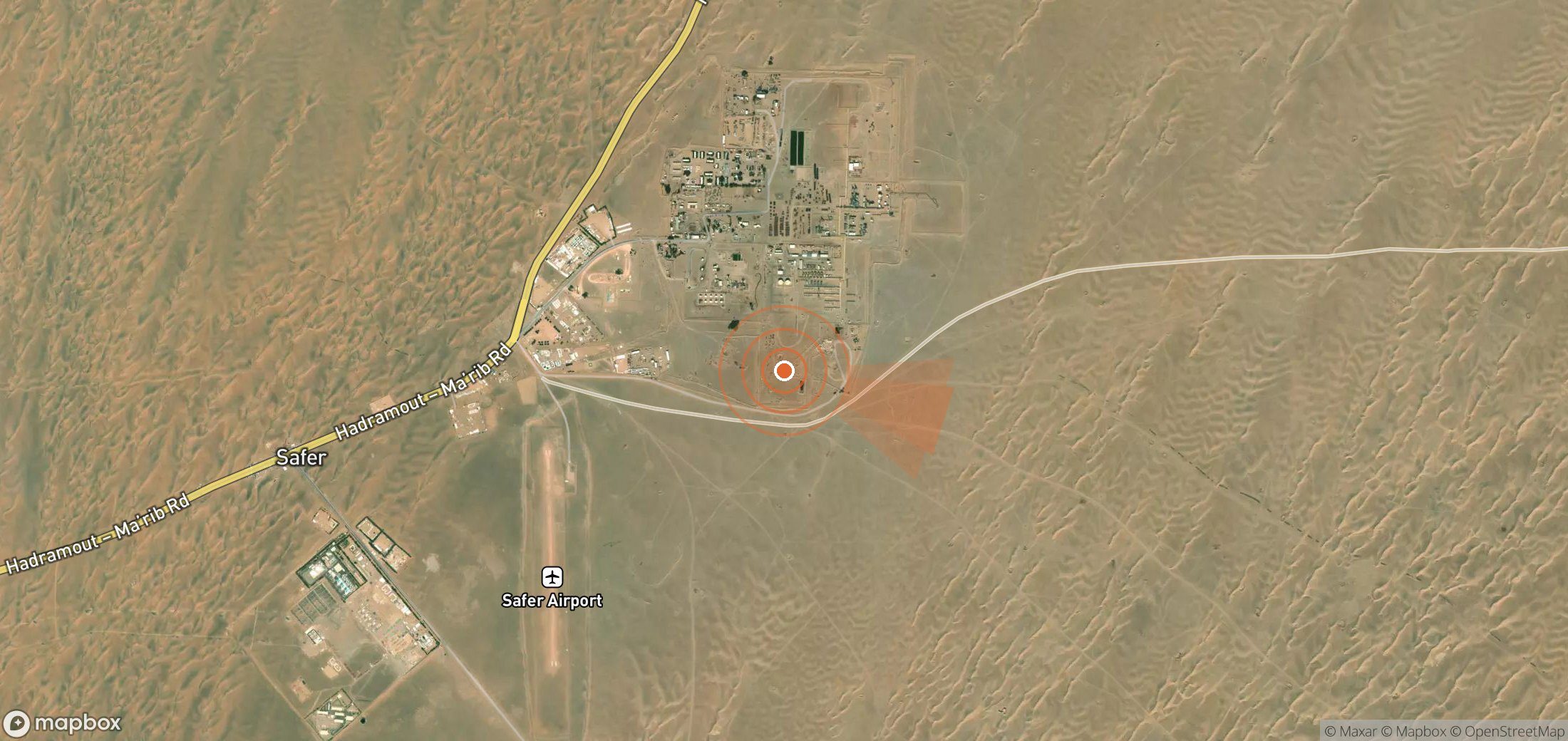 Mapa satelital de plumas de metano en Yemen