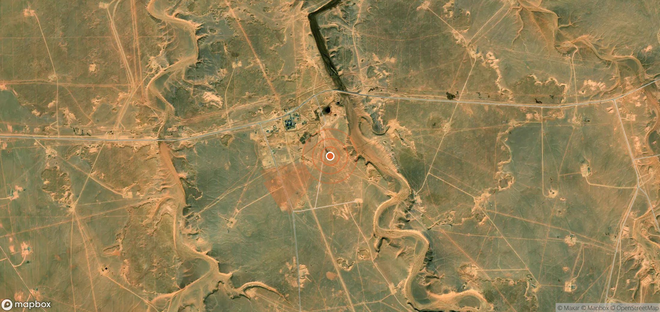 Mapa satelital de plumas de metano en Argelia
