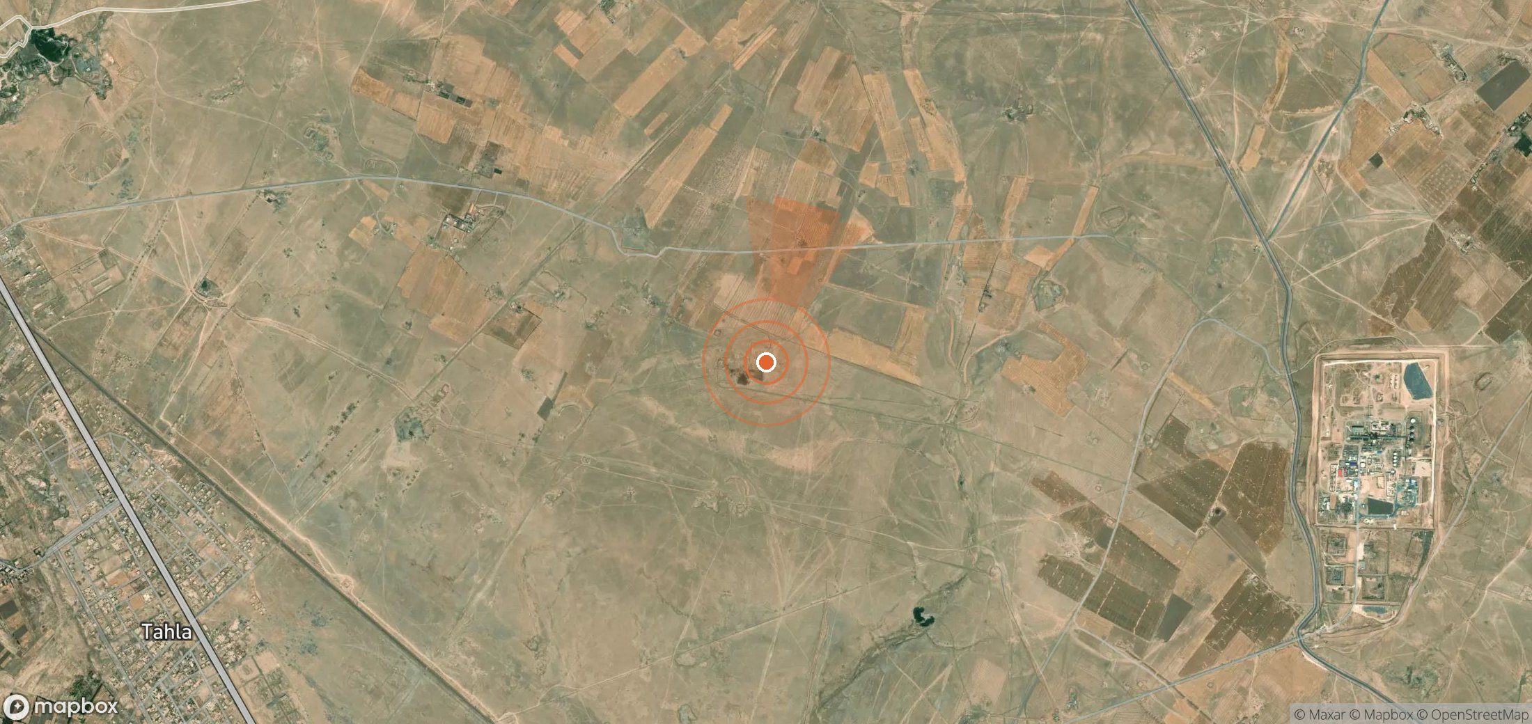 Mapa satelital de plumas de metano en Siria