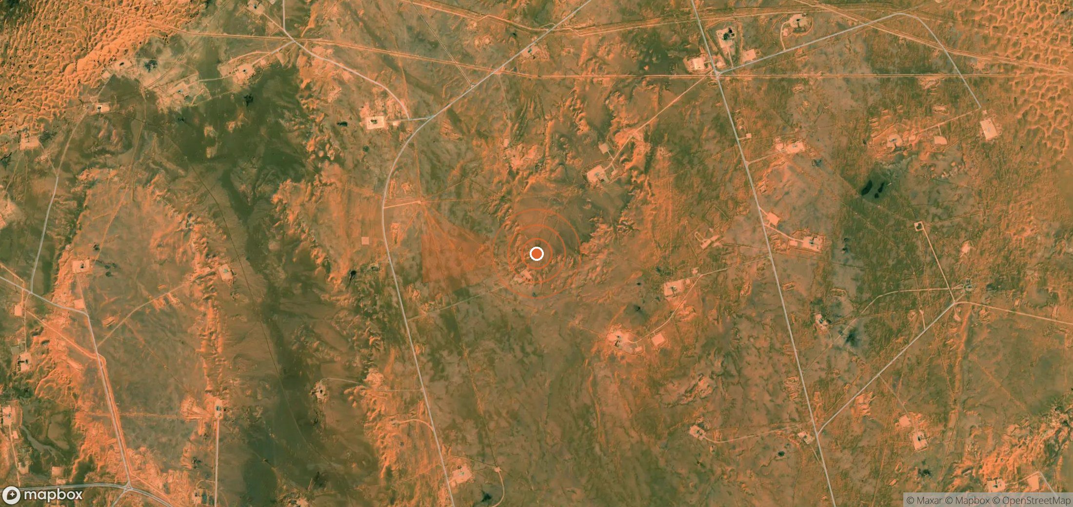 Satellite map of methane plume locations in Algeria