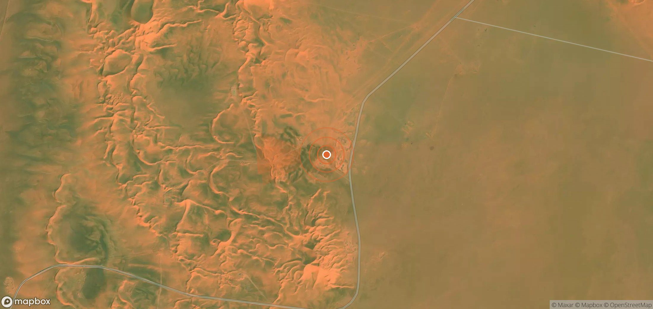 Satellite map of methane plume locations in Algeria