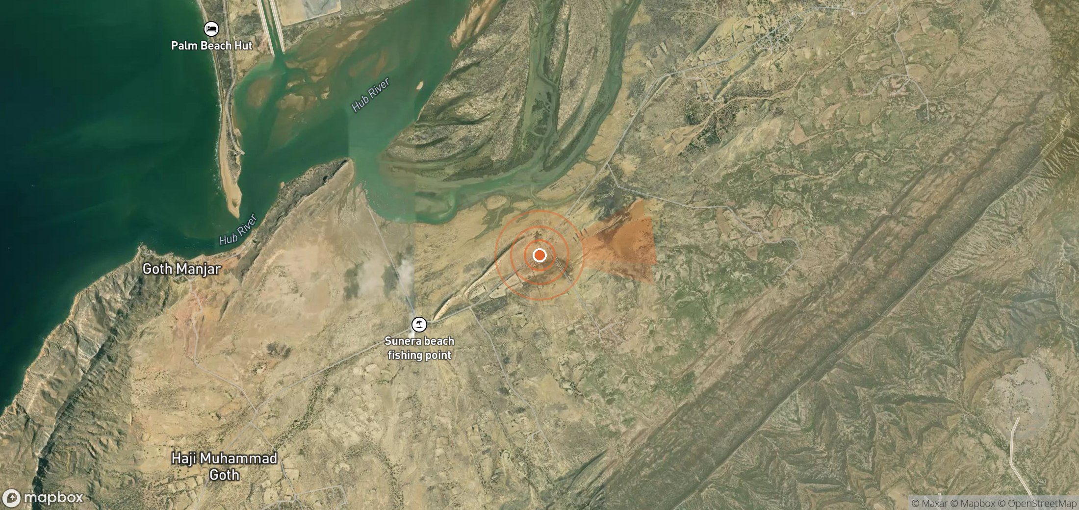 Mapa satelital de plumas de metano en Pakistán