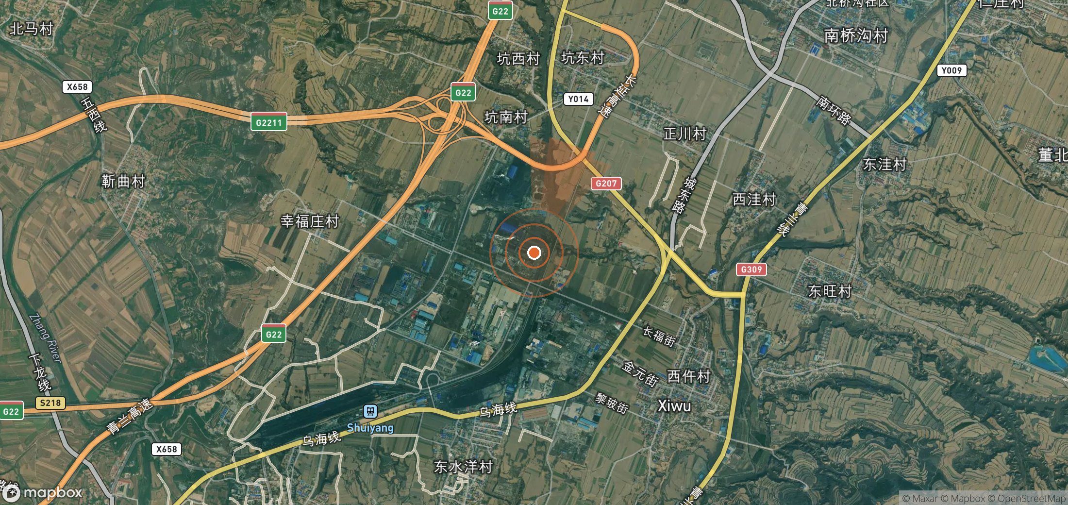Mapa satelital de plumas de metano en China