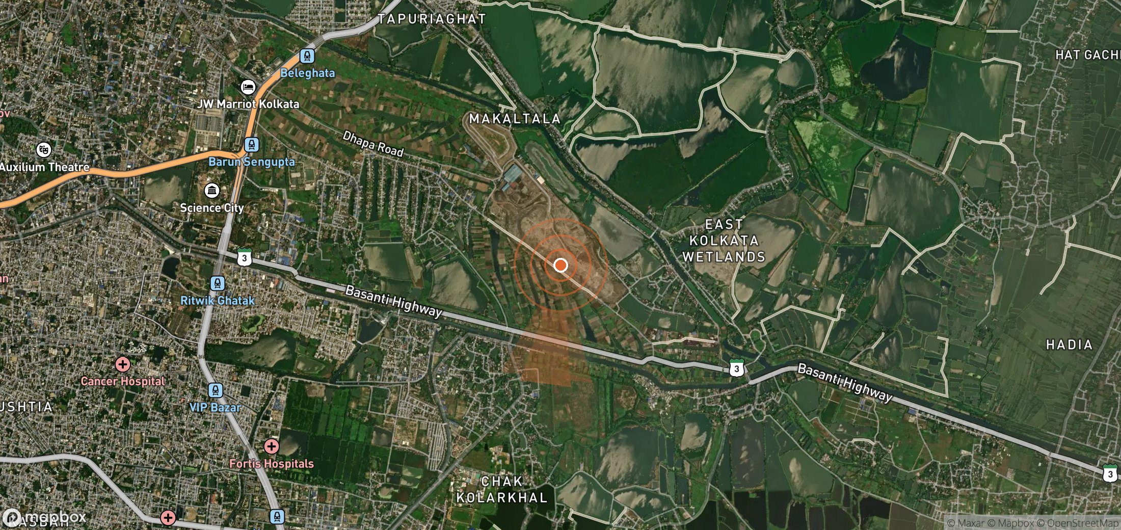 Satellite map of methane plume locations in India