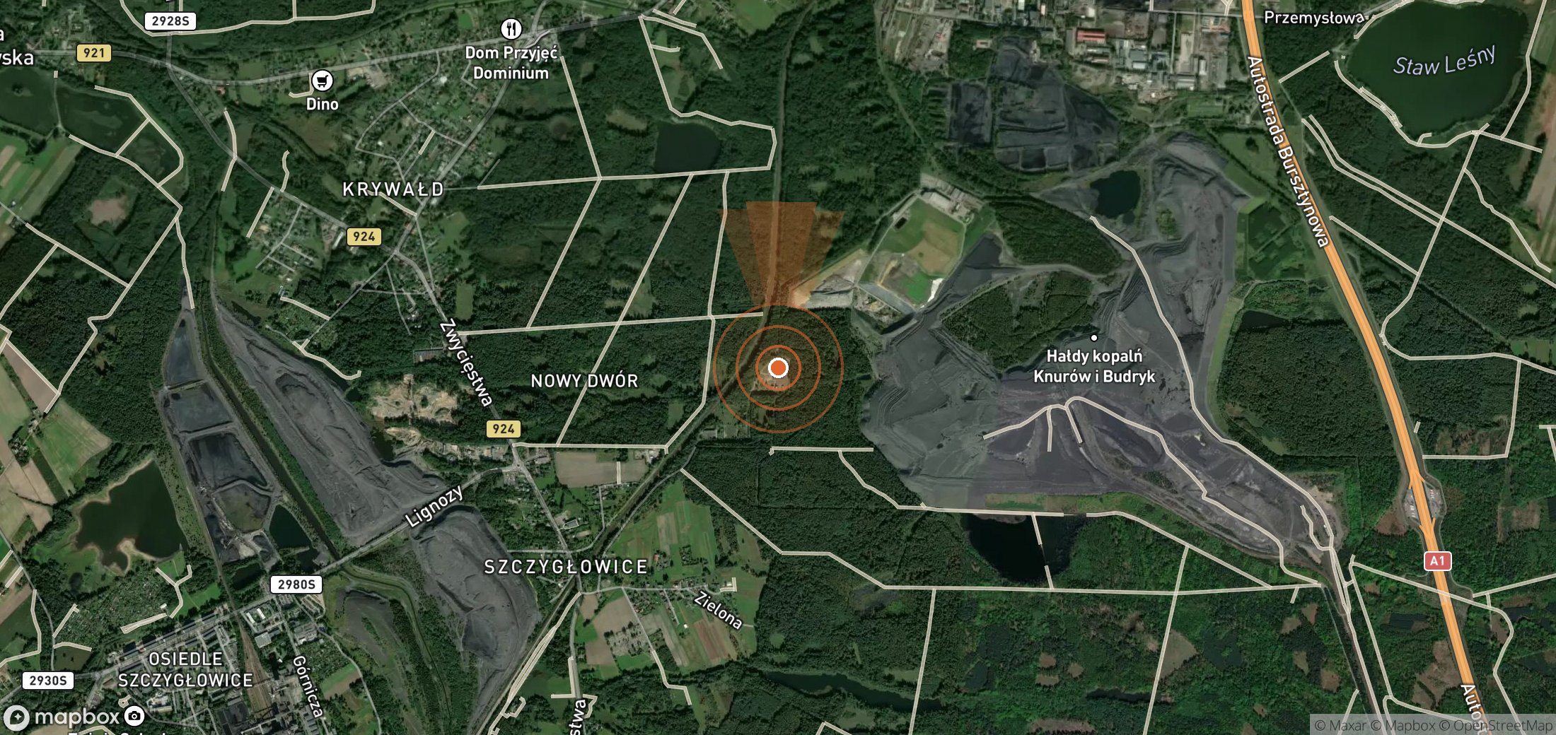 Satellite map of methane plume locations in Poland