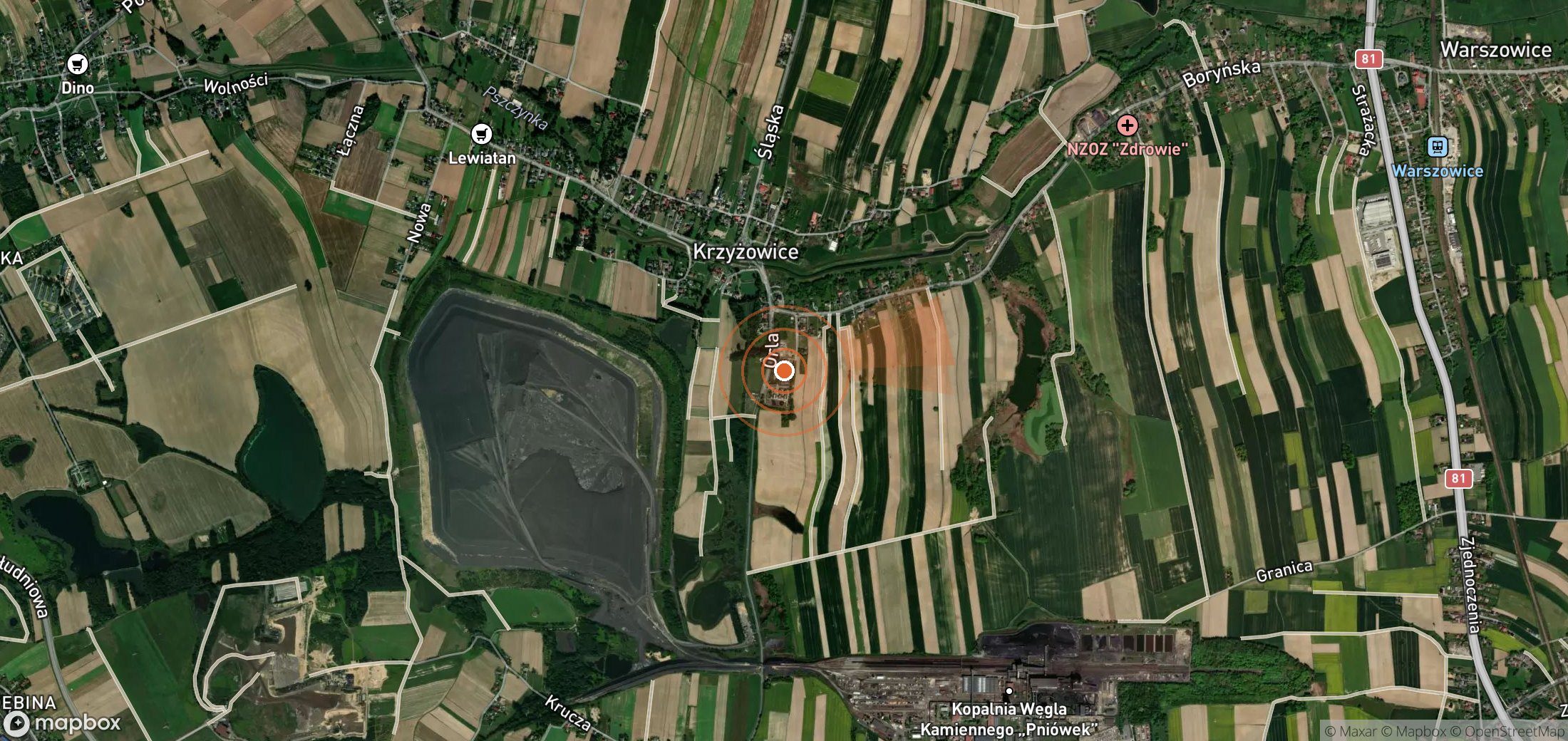 Mapa satelital de plumas de metano en Polonia