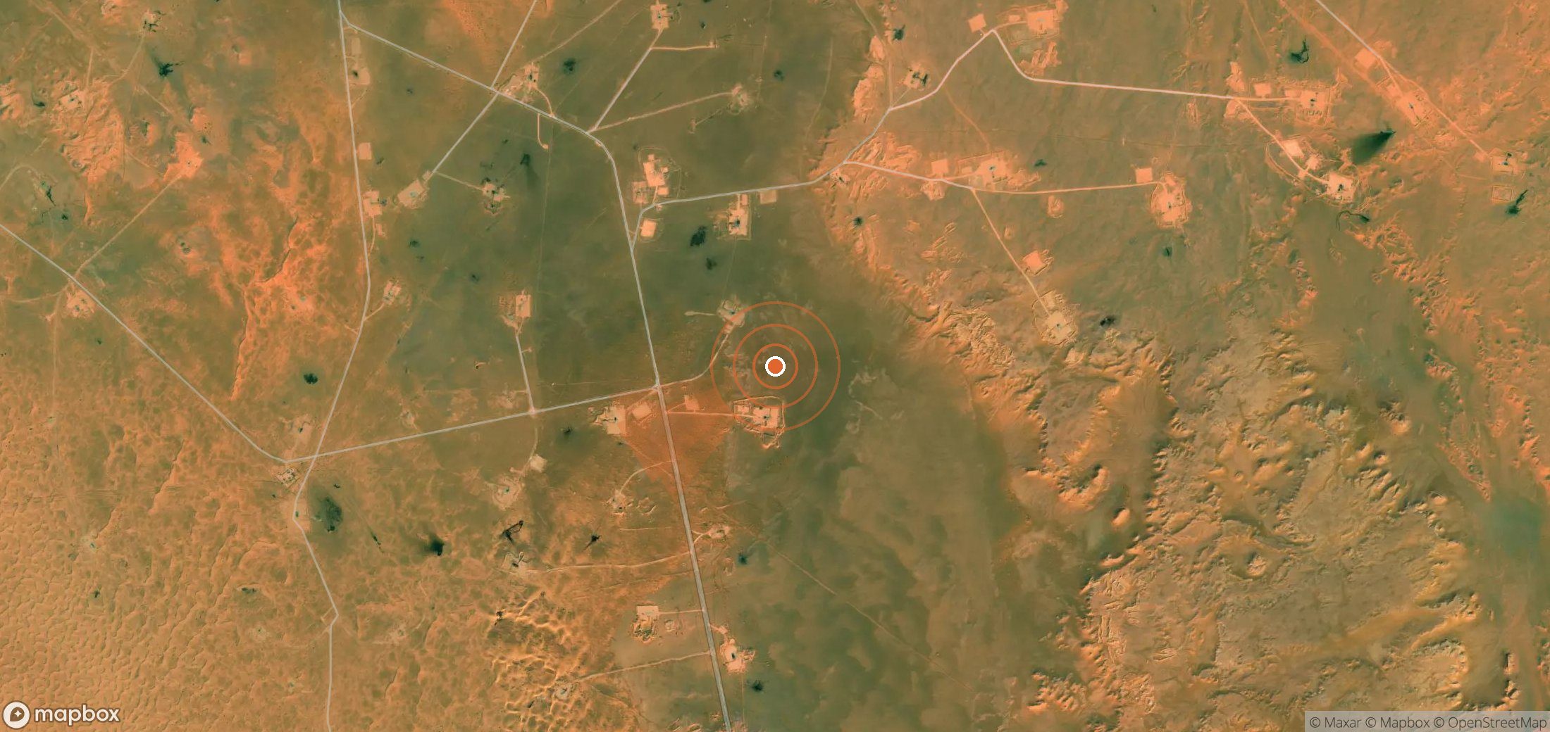 Mapa satelital de plumas de metano en Argelia